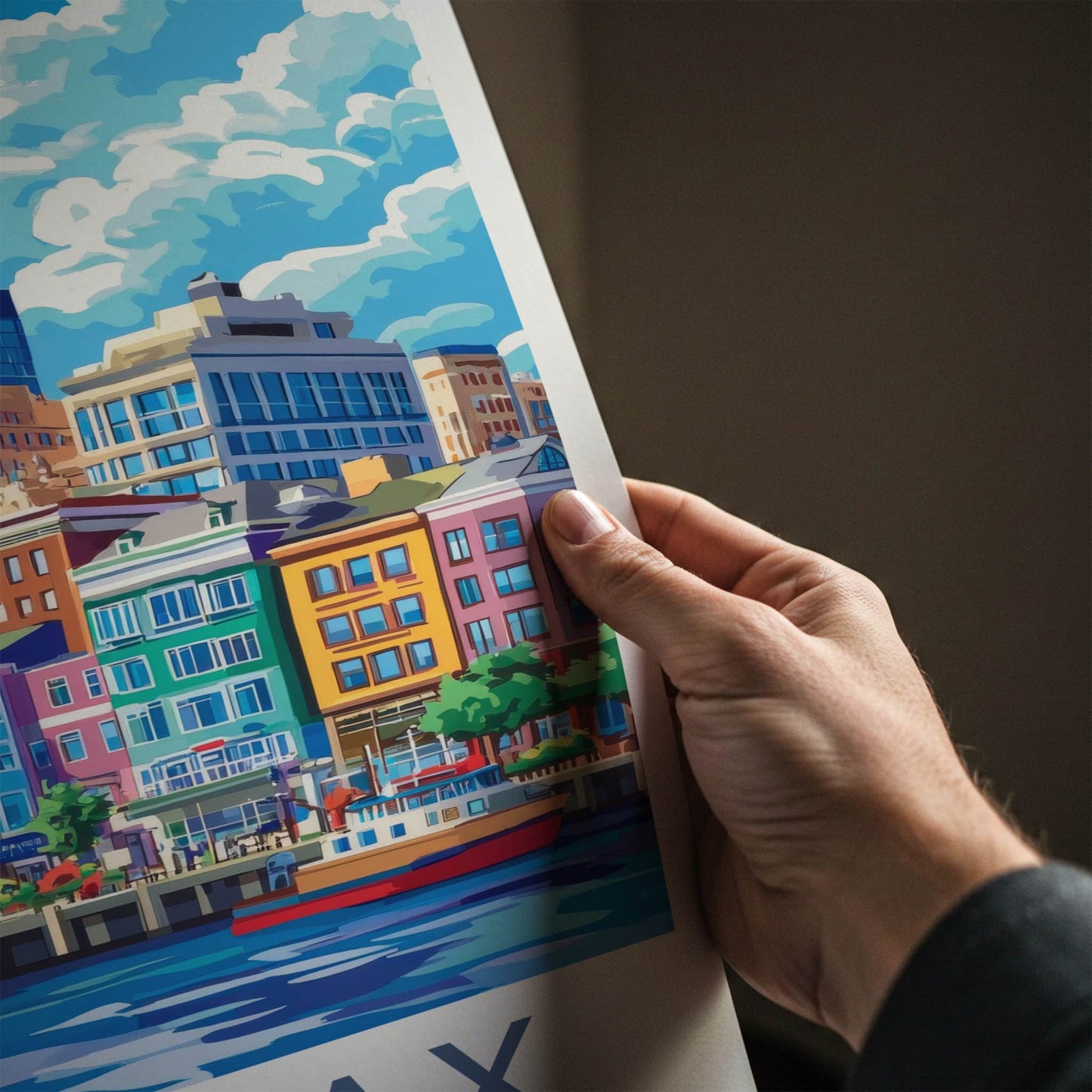 Halifax Poster - Canada Travel Art - Waterfront Cityscape View Wall Decor