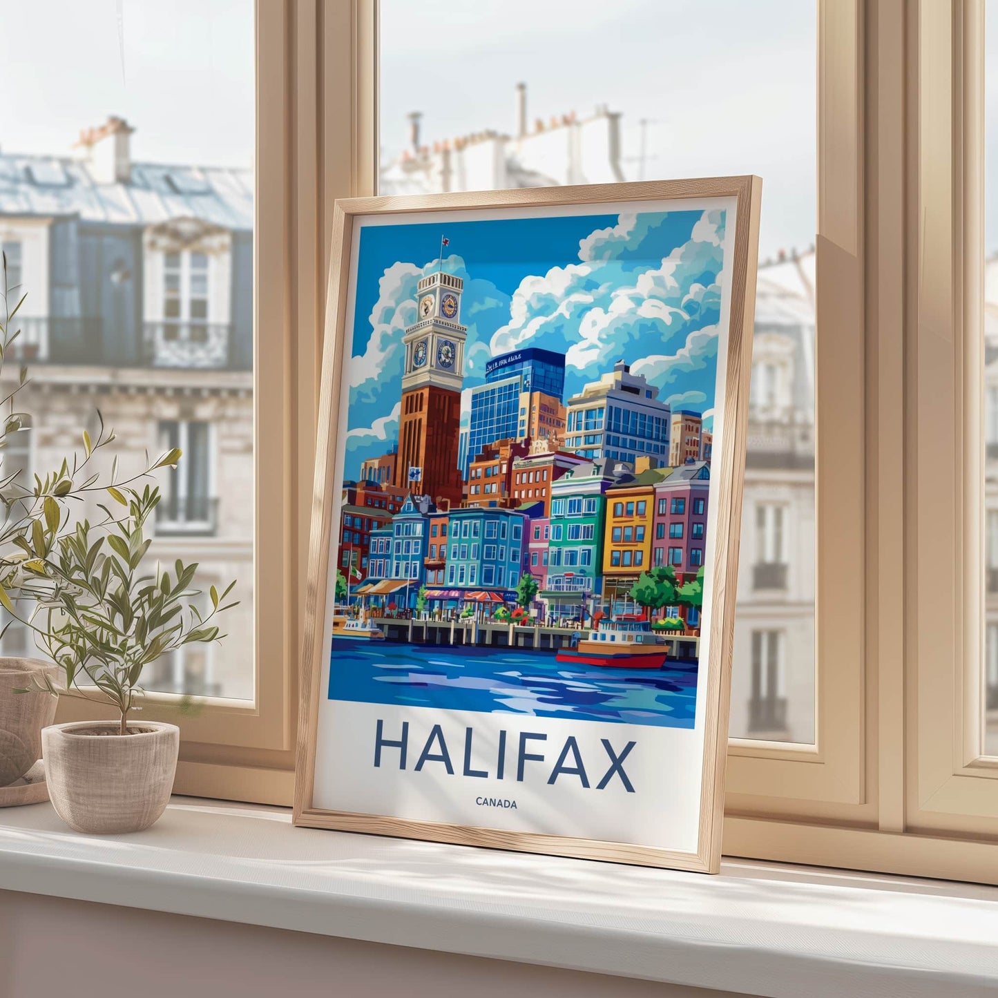 Halifax Poster - Canada Travel Art - Waterfront Cityscape View Wall Decor