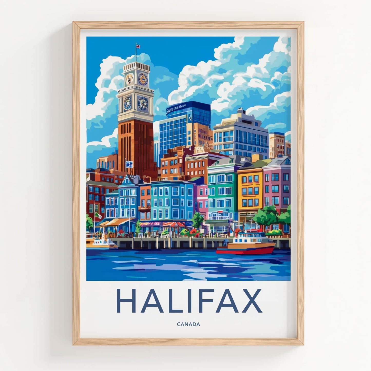 Halifax Poster - Canada Travel Art - Waterfront Cityscape View Wall Decor