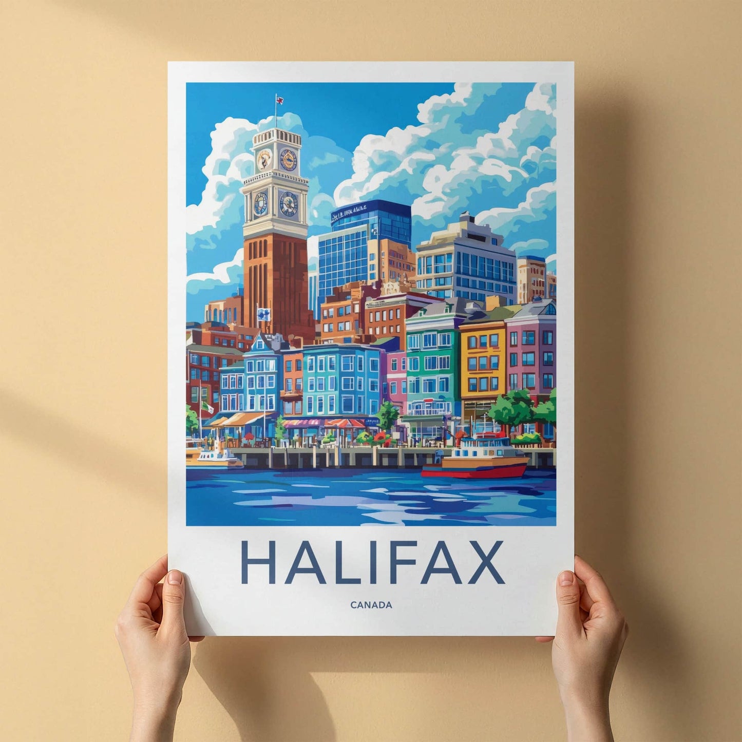 Halifax Poster - Canada Travel Art - Waterfront Cityscape View Wall Decor