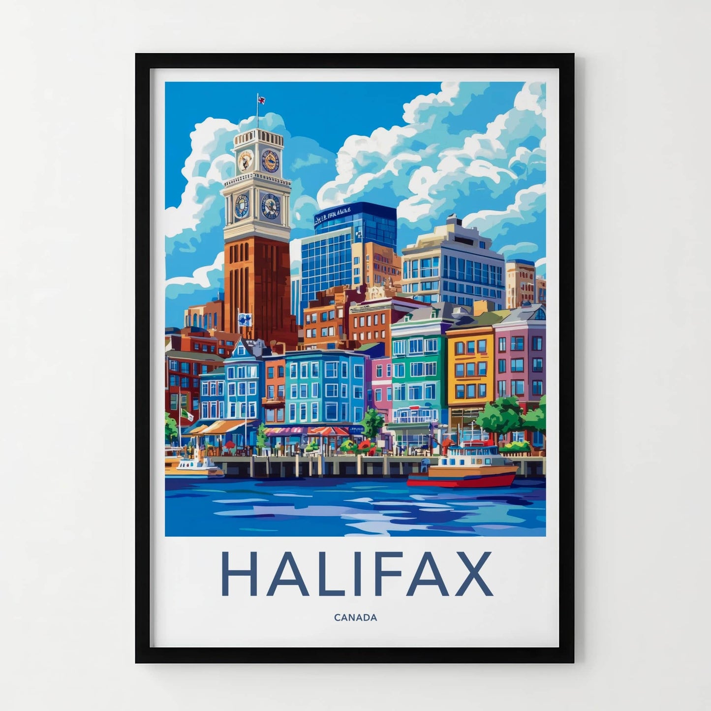Halifax Poster - Canada Travel Art - Waterfront Cityscape View Wall Decor
