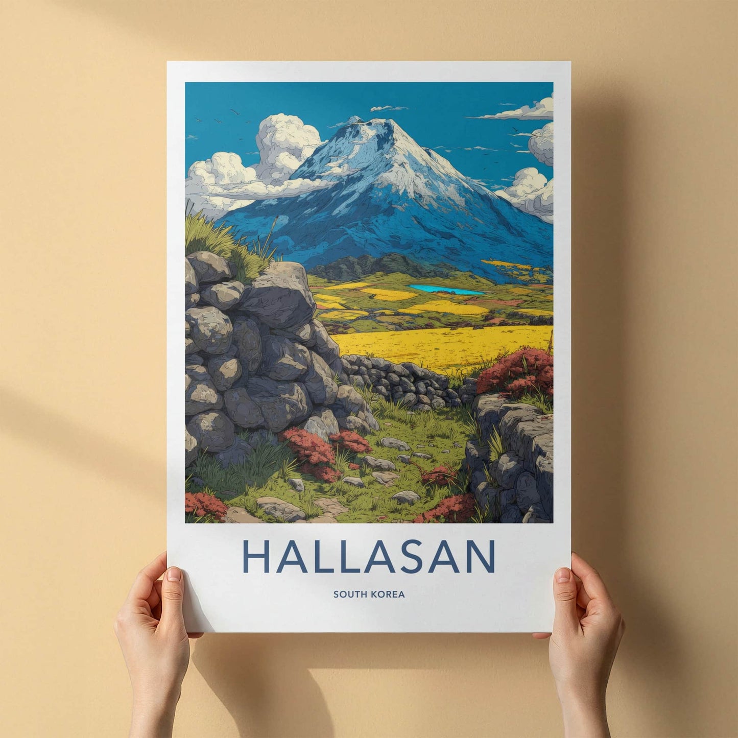 Hallasan Poster - South Korea Snowcapped Mountain Spring Home Decor