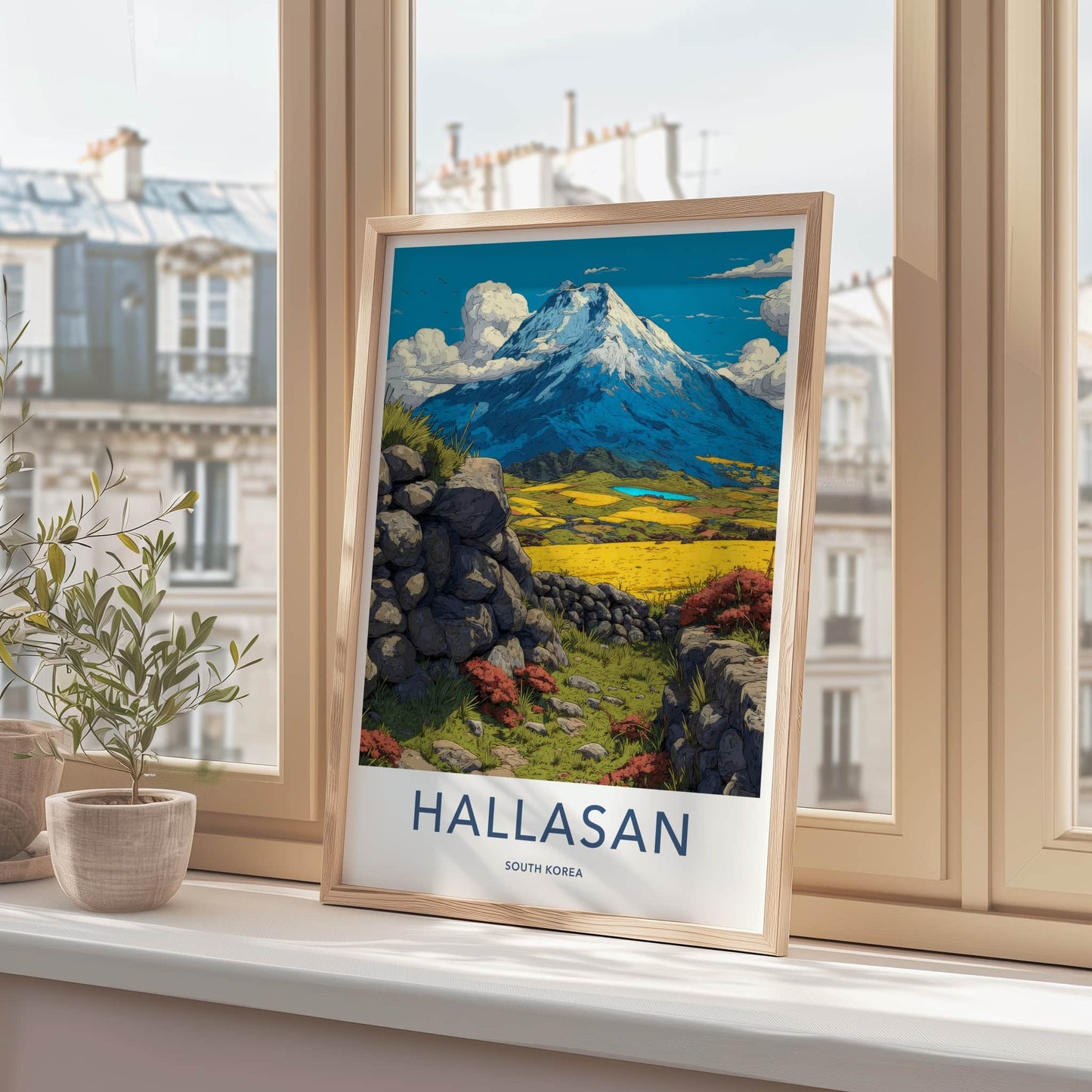 Hallasan Poster - South Korea Snowcapped Mountain Spring Home Decor