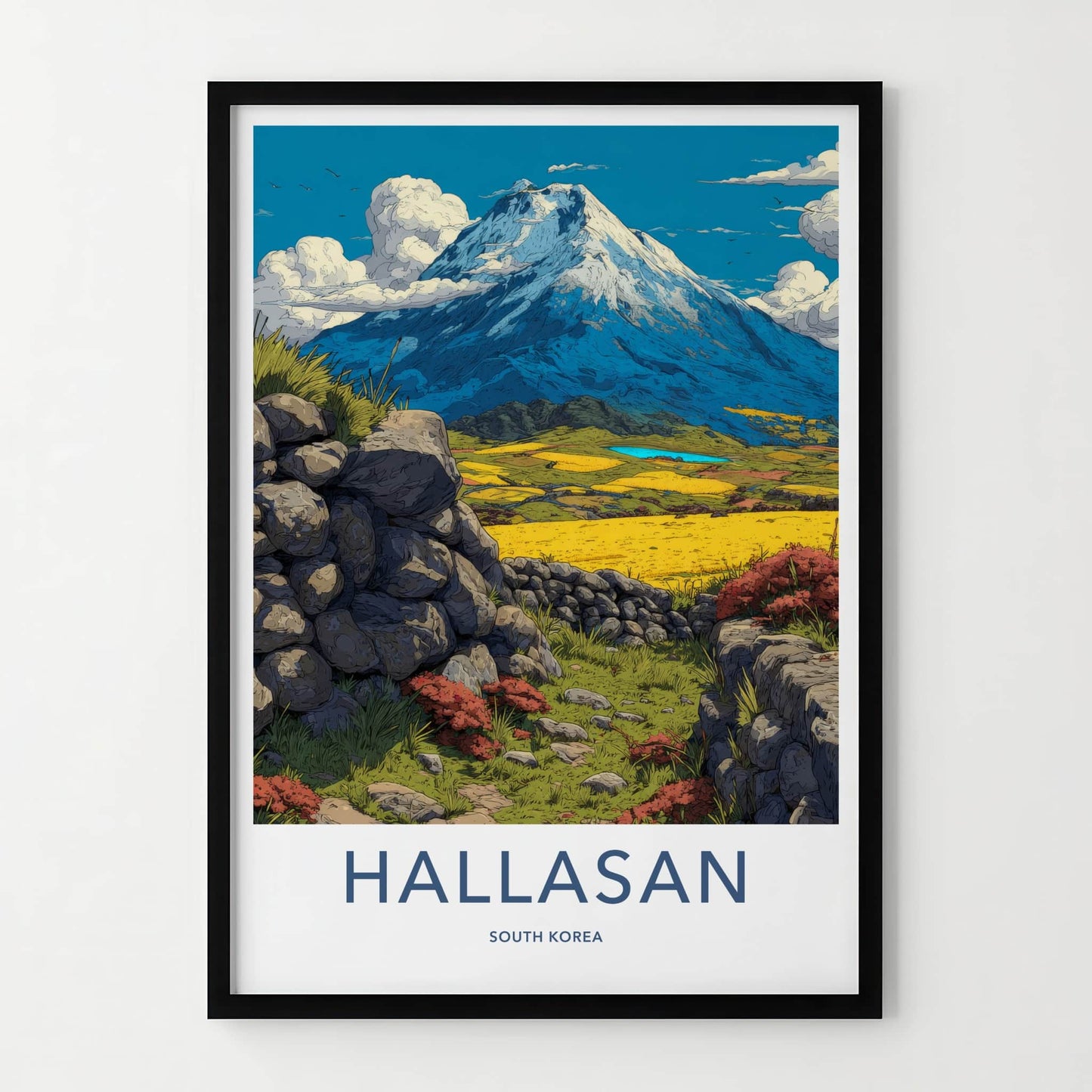 Hallasan Poster - South Korea Snowcapped Mountain Spring Home Decor