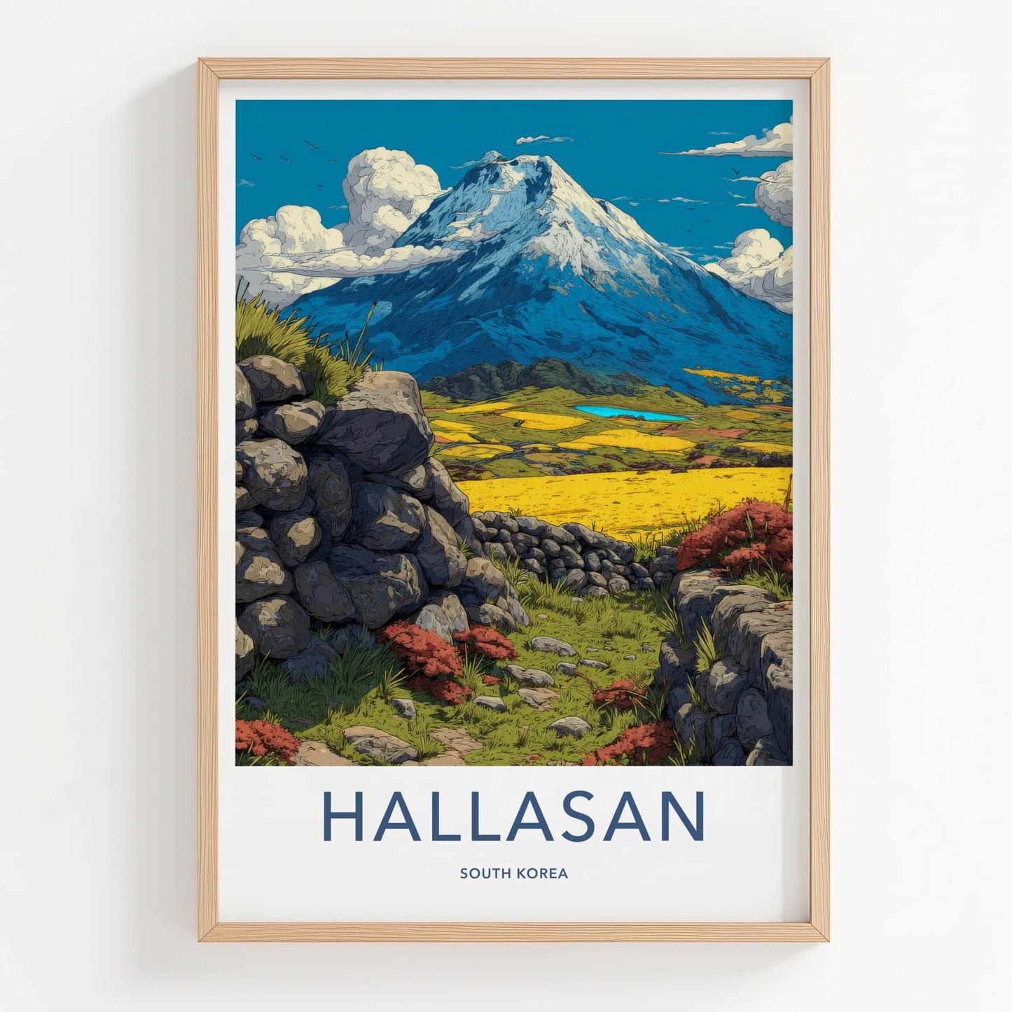 Hallasan Poster - South Korea Snowcapped Mountain Spring Home Decor