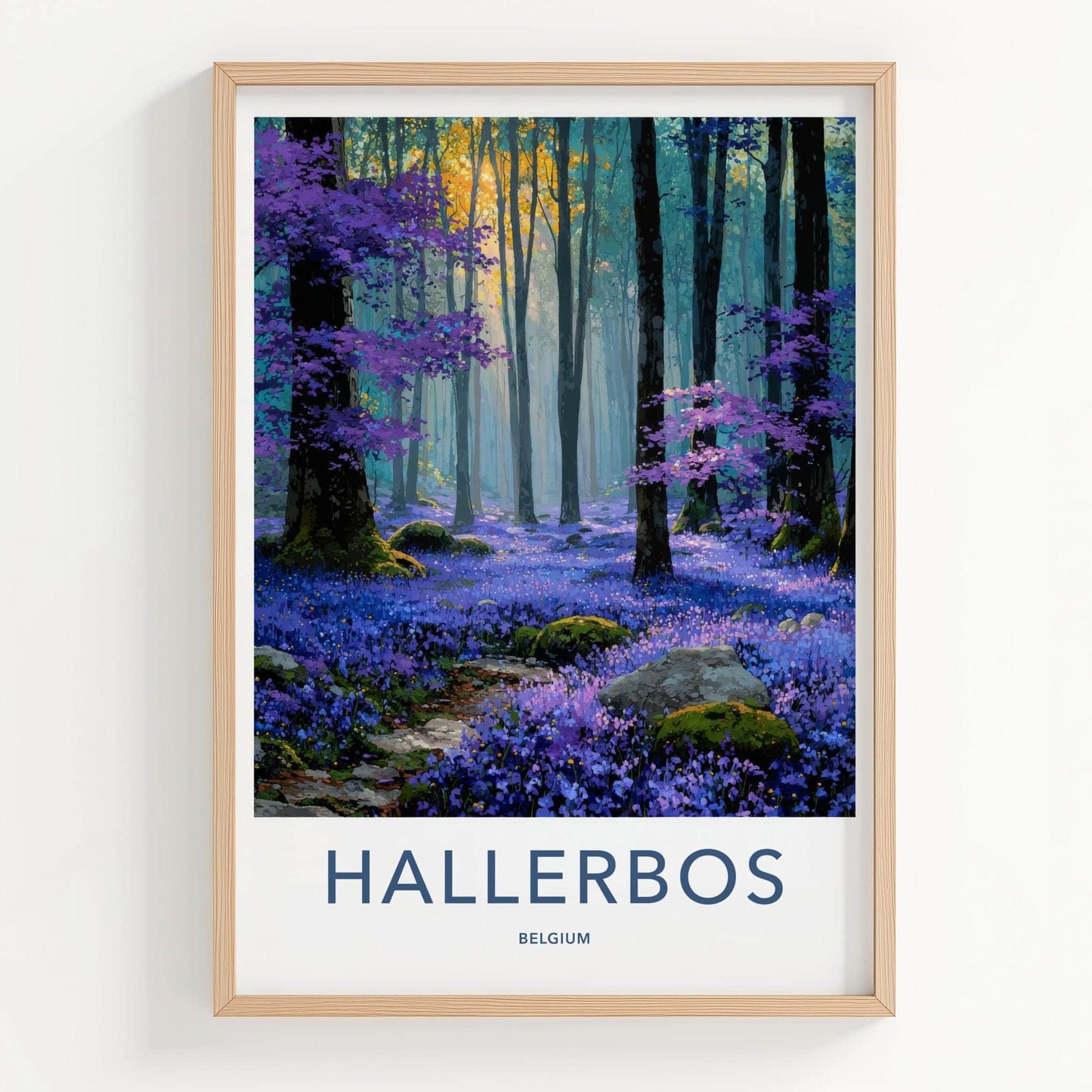 Hallerbos Poster - Belgium Travel Art - Magic Bluebell Forest Home Decor