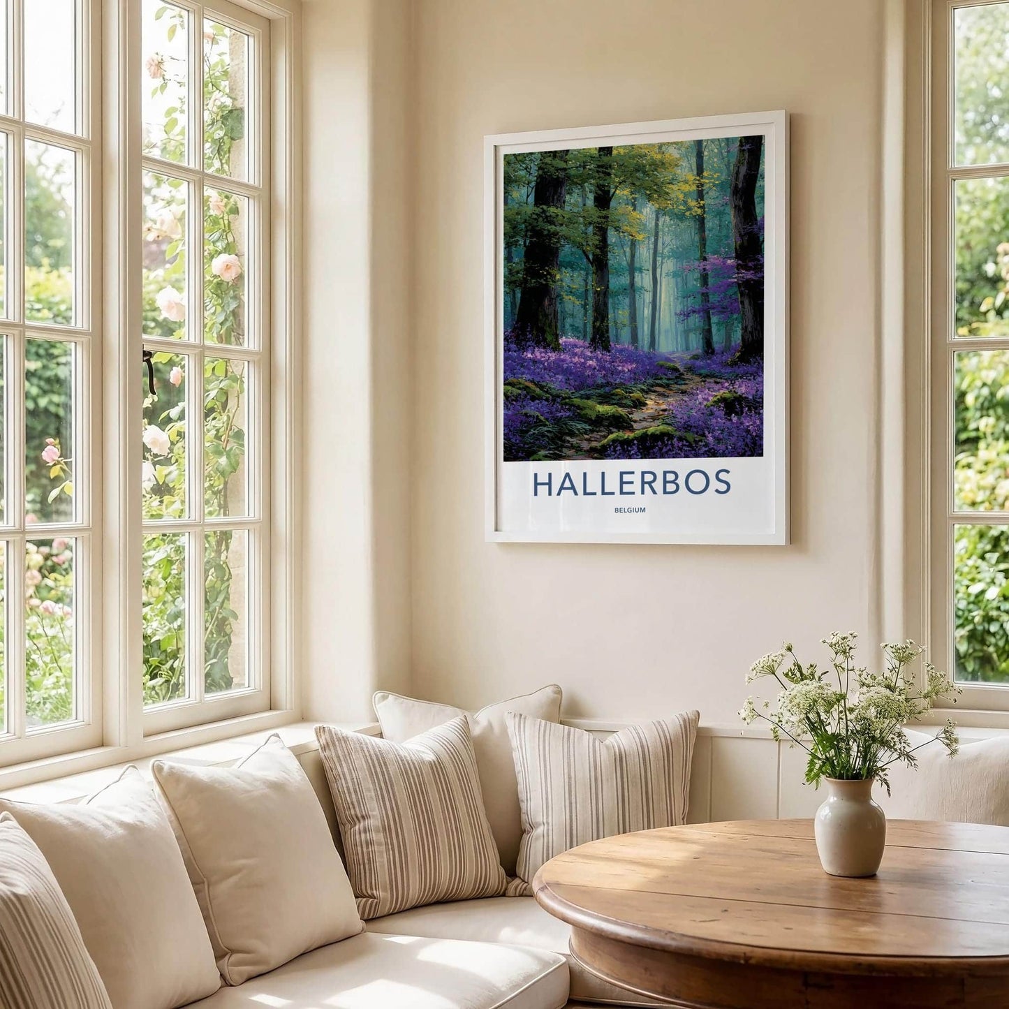 Hallerbos Poster - Belgium Travel Print - Bluebell Forest Path Wall Decor
