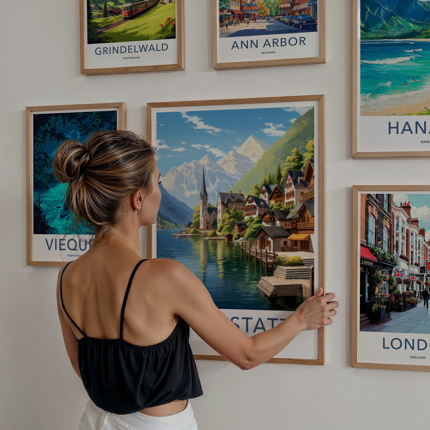 Hallstatt Poster - Austria Travel Art - Alpine Lake Village Home Decor