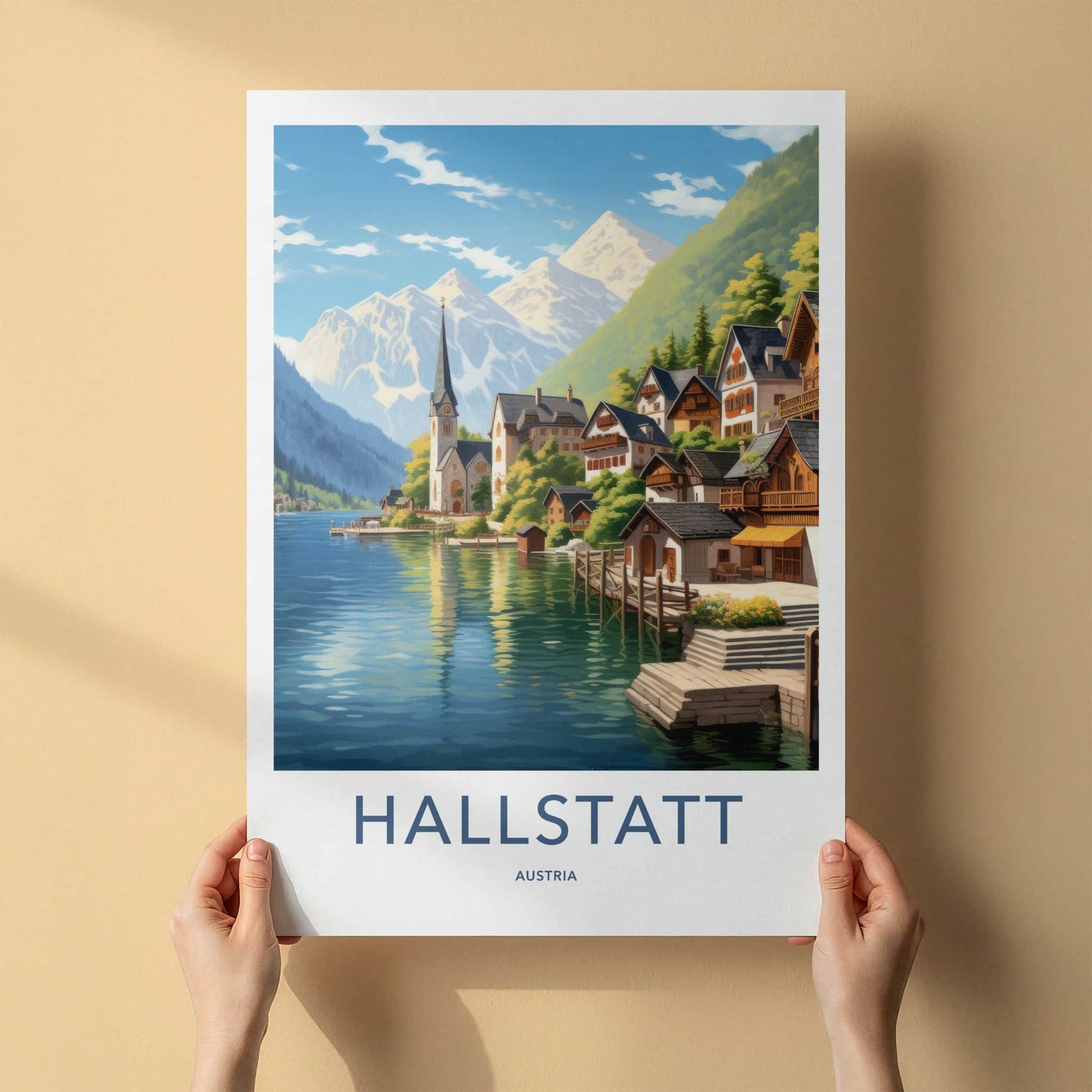 Hallstatt Poster - Austria Travel Art - Alpine Lake Village Home Decor