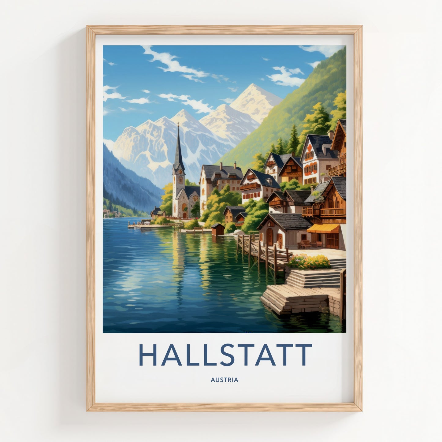 Hallstatt Poster - Austria Travel Art - Alpine Lake Village Home Decor
