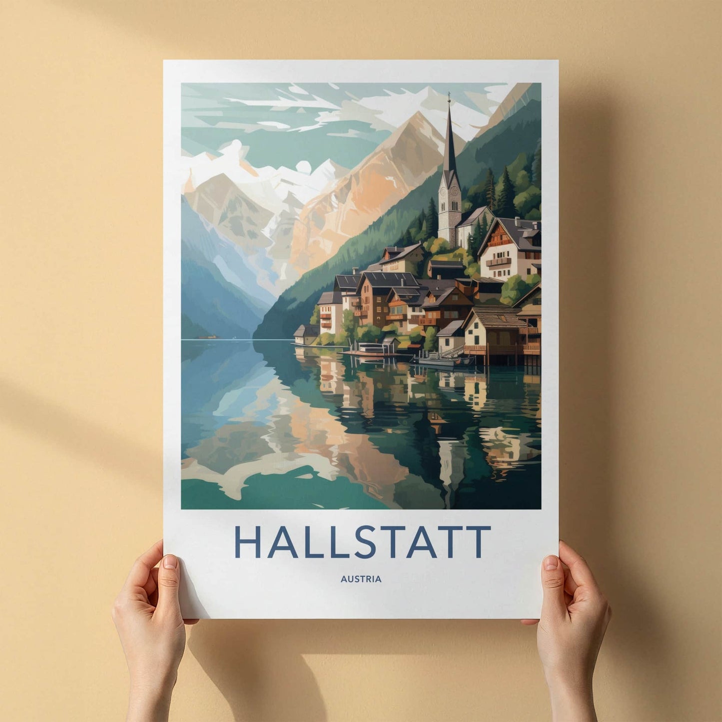 Hallstatt Poster - Austria Travel Art - Alpine Lake Village Home Decor