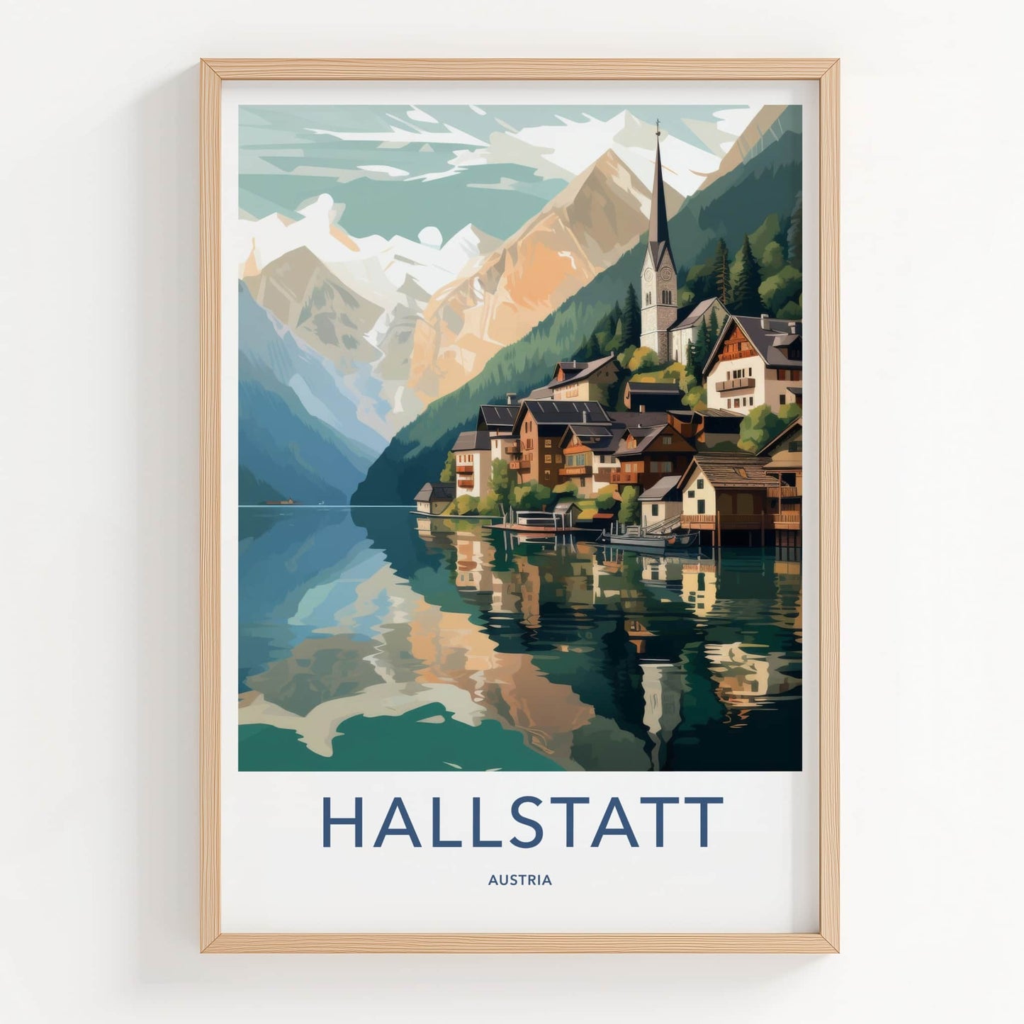 Hallstatt Poster - Austria Travel Art - Alpine Lake Village Home Decor