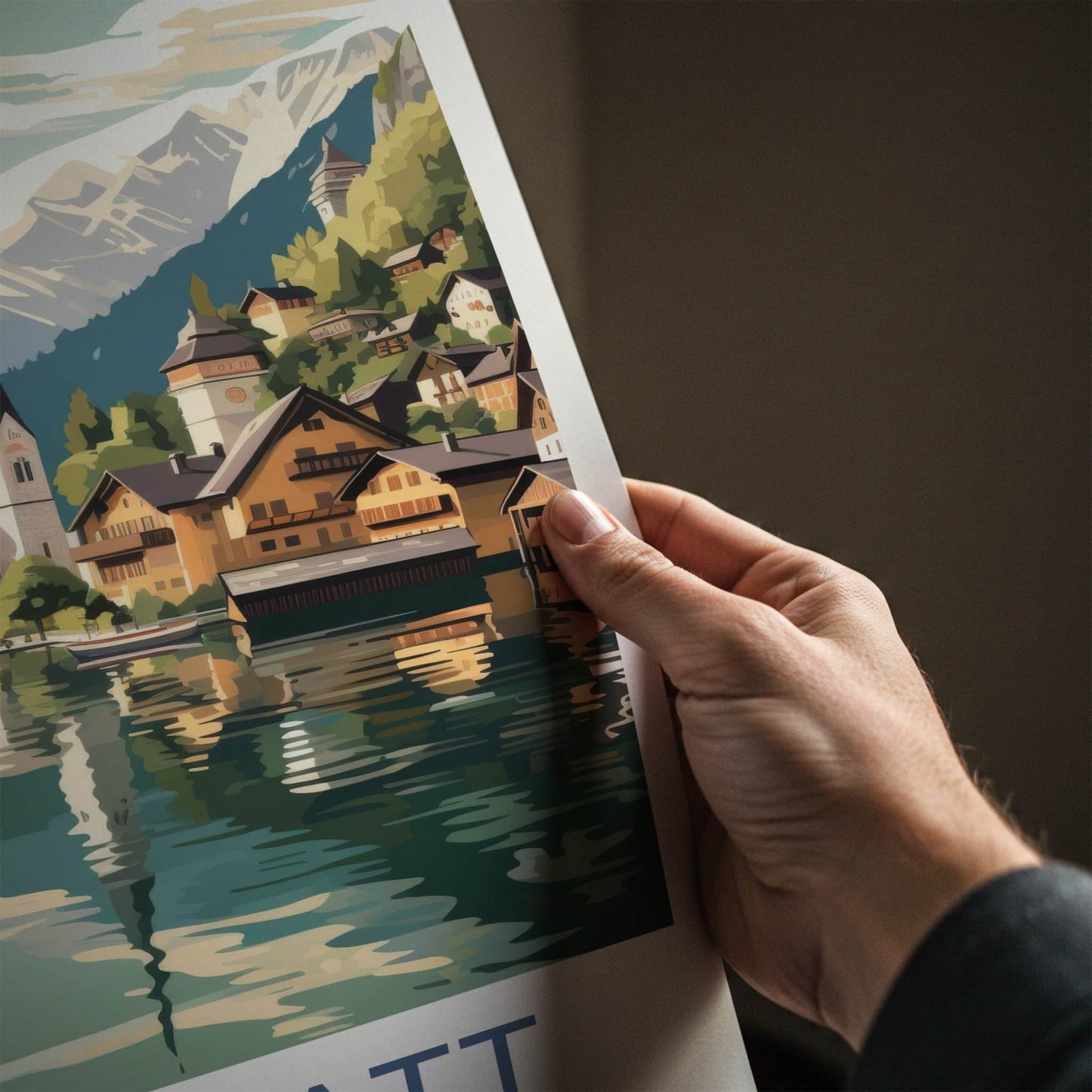 Hallstatt Poster - Austria Travel Art - Lakeside Village Mountains Home Decor