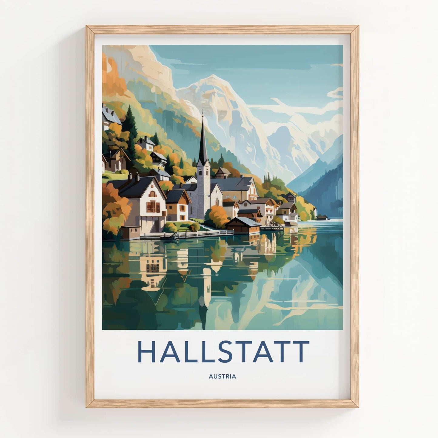 Hallstatt Poster - Austria Wall Art - Reflected Church Spire Home Decor