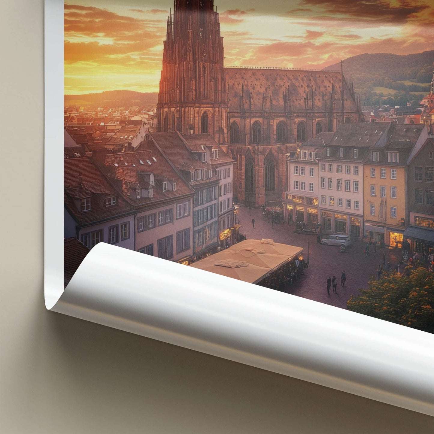 Hamburg Poster - Germany Travel Art - Historic Cathedral Sunset Home Decor