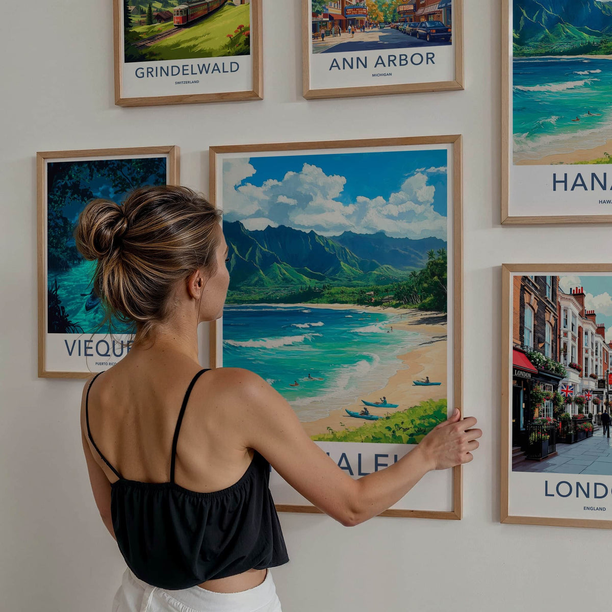 Hanalei Poster - Hawaii Travel Art - Lush Mountainous Coast Home Decor