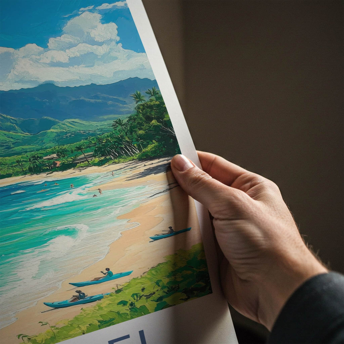 Hanalei Poster - Hawaii Travel Art - Lush Mountainous Coast Home Decor