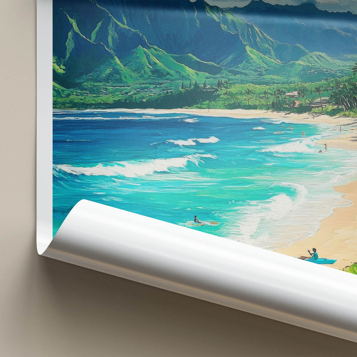 Hanalei Poster - Hawaii Travel Art - Lush Mountainous Coast Home Decor
