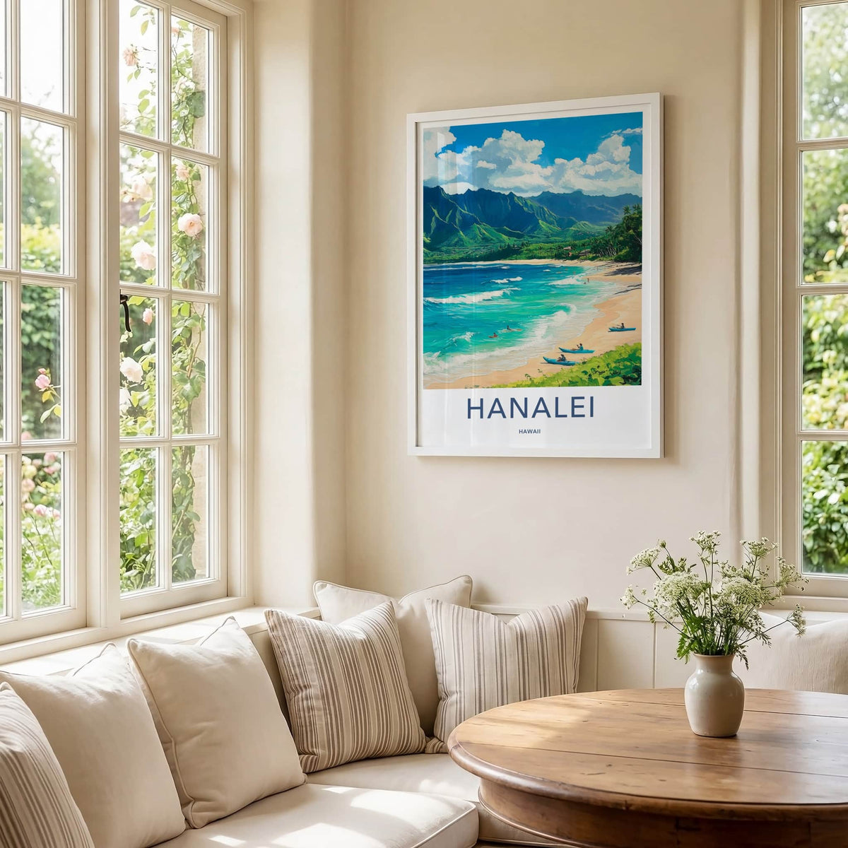 Hanalei Poster - Hawaii Travel Art - Lush Mountainous Coast Home Decor