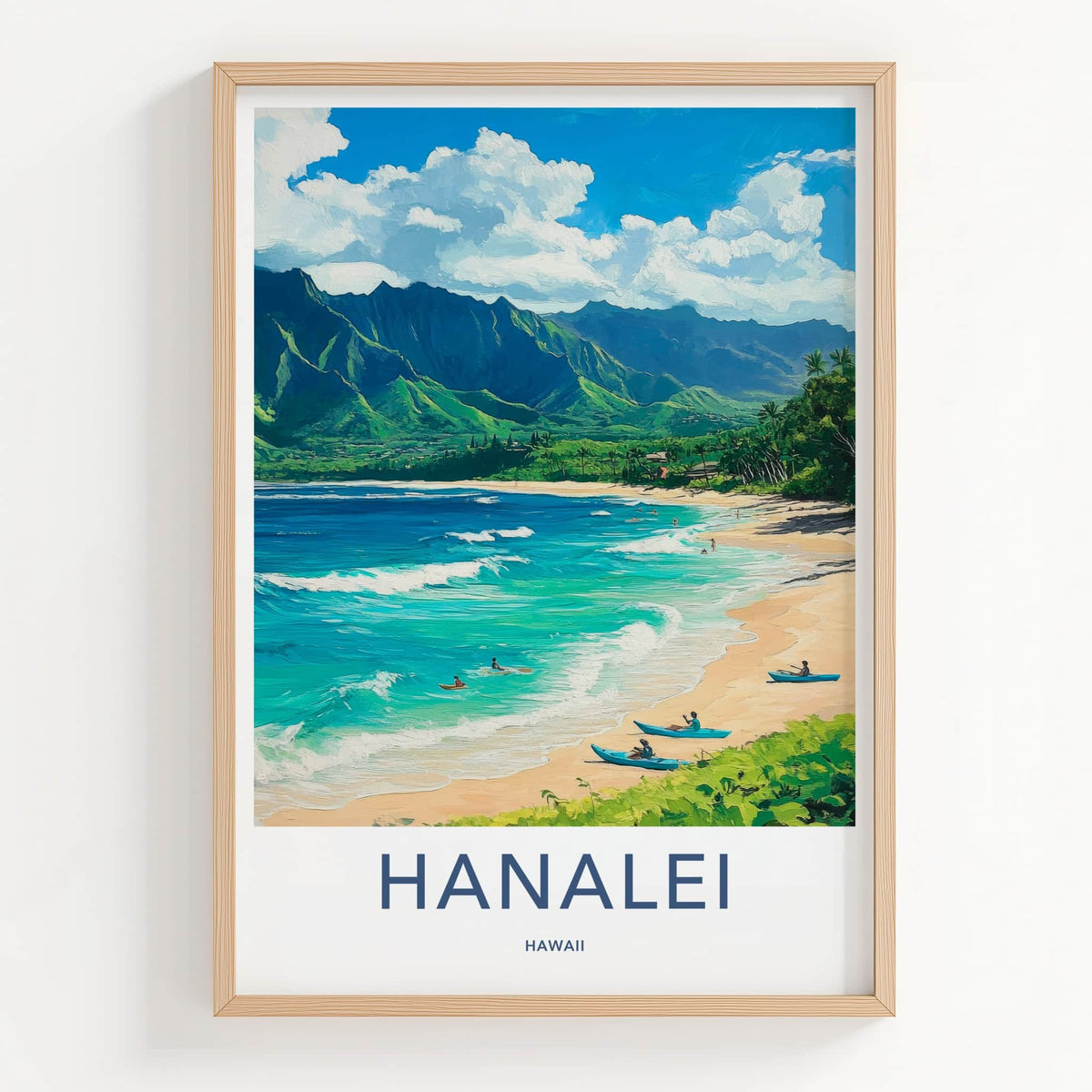Hanalei Poster - Hawaii Travel Art - Lush Mountainous Coast Home Decor