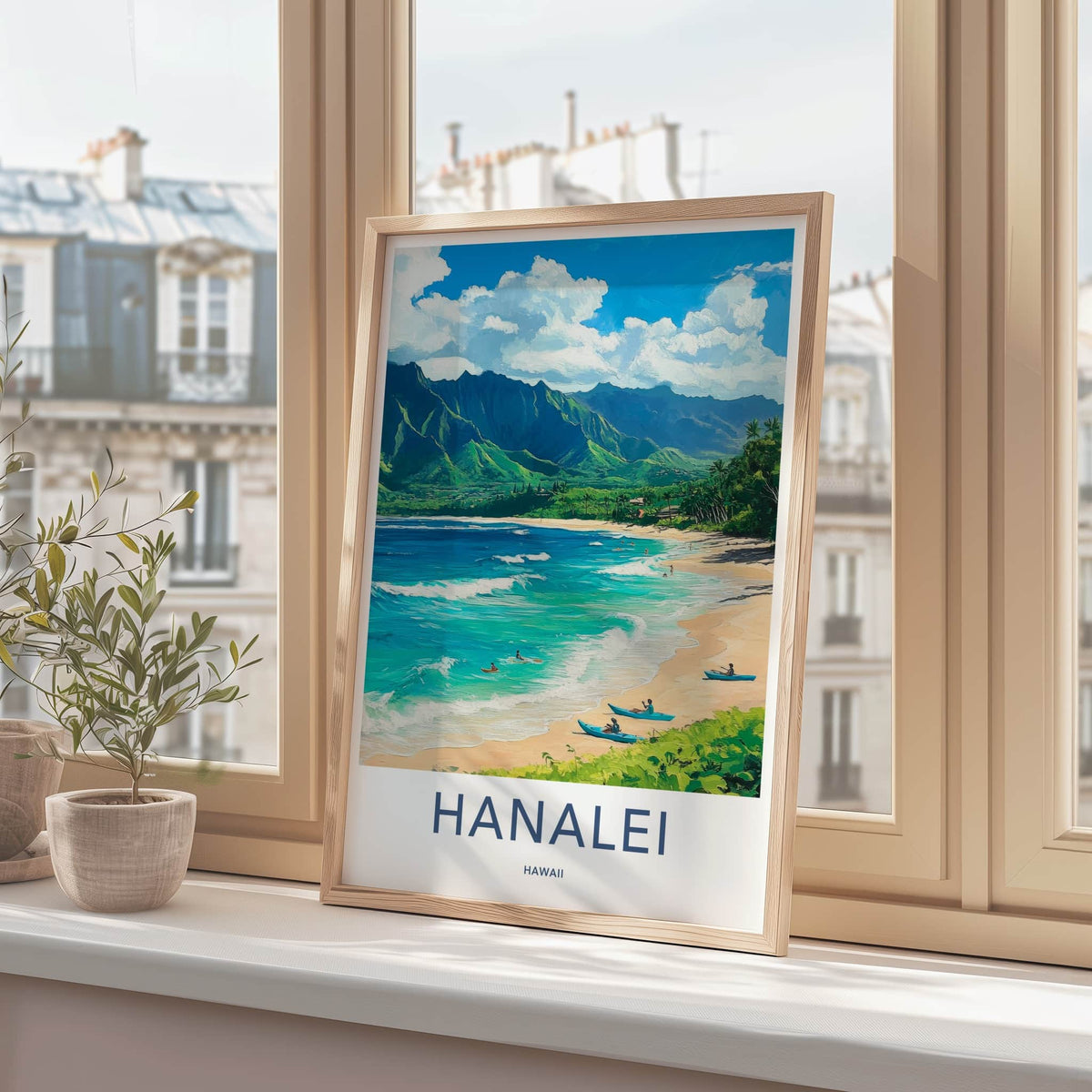 Hanalei Poster - Hawaii Travel Art - Lush Mountainous Coast Home Decor