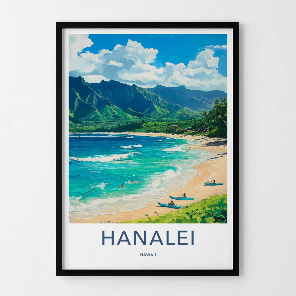 Hanalei Poster - Hawaii Travel Art - Lush Mountainous Coast Home Decor