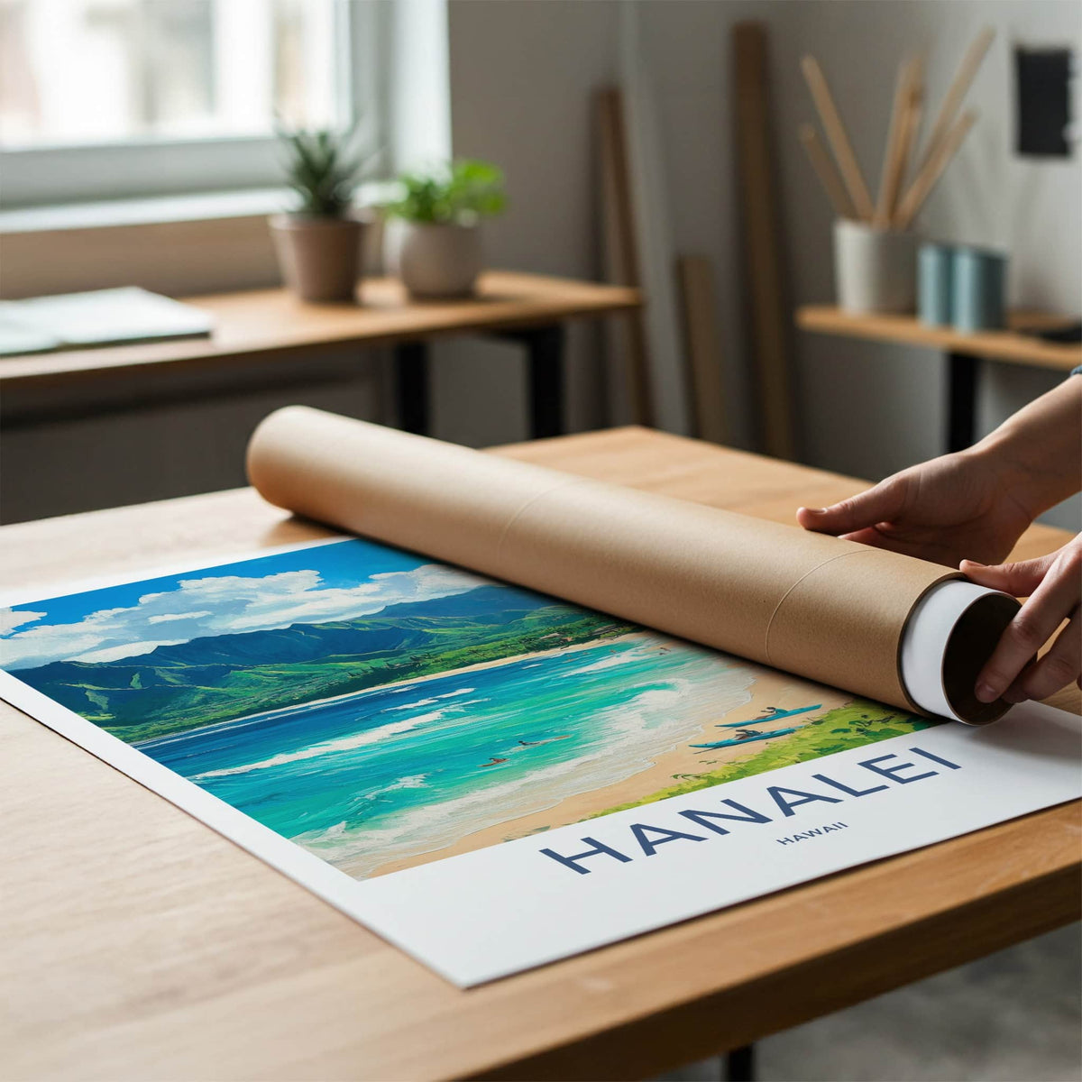 Hanalei Poster - Hawaii Travel Art - Lush Mountainous Coast Home Decor