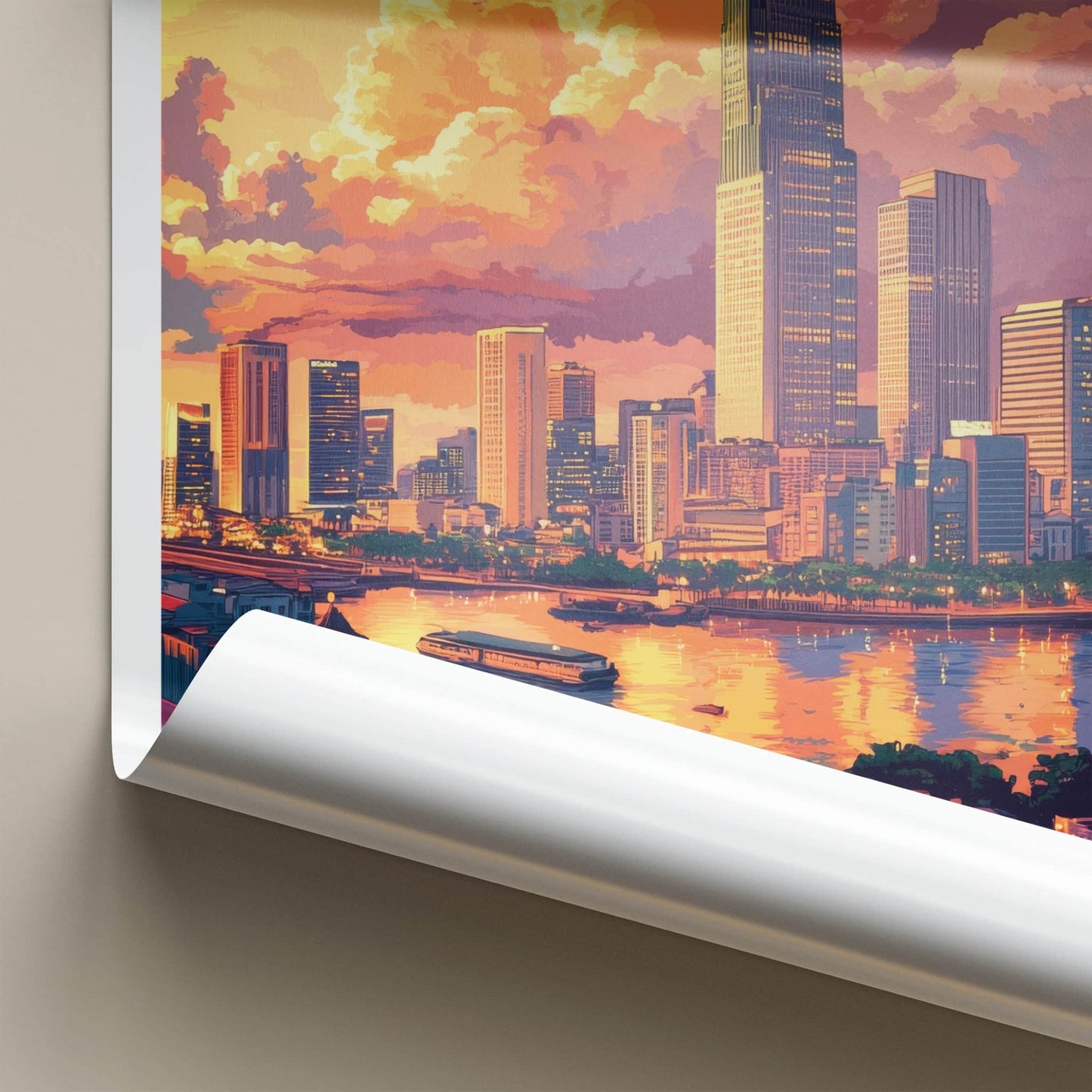 Hanoi Poster - Vietnam Travel Art - Dramatic Sunset Skyline Home Decor