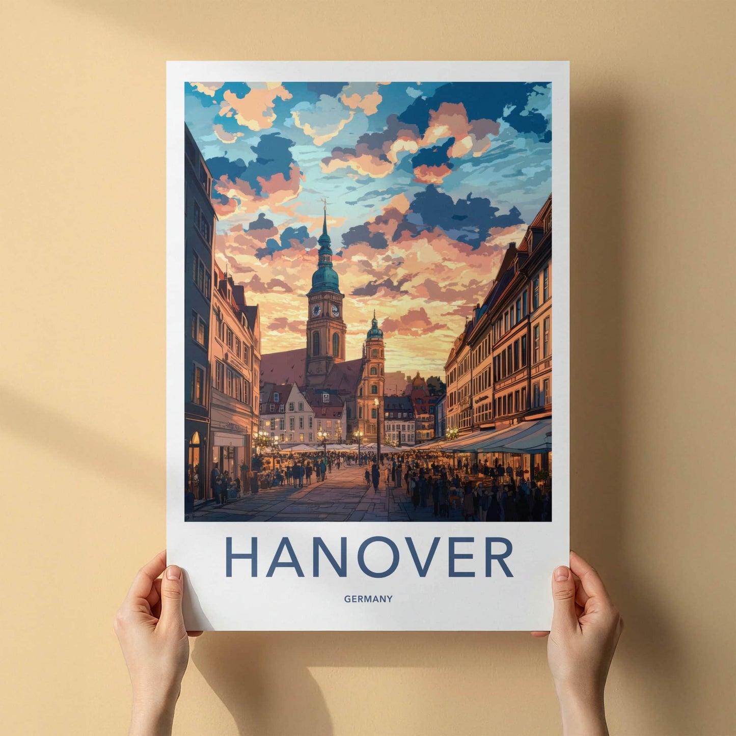 Hanover Poster - Germany Art Print - Vibrant Town Square Home Decor