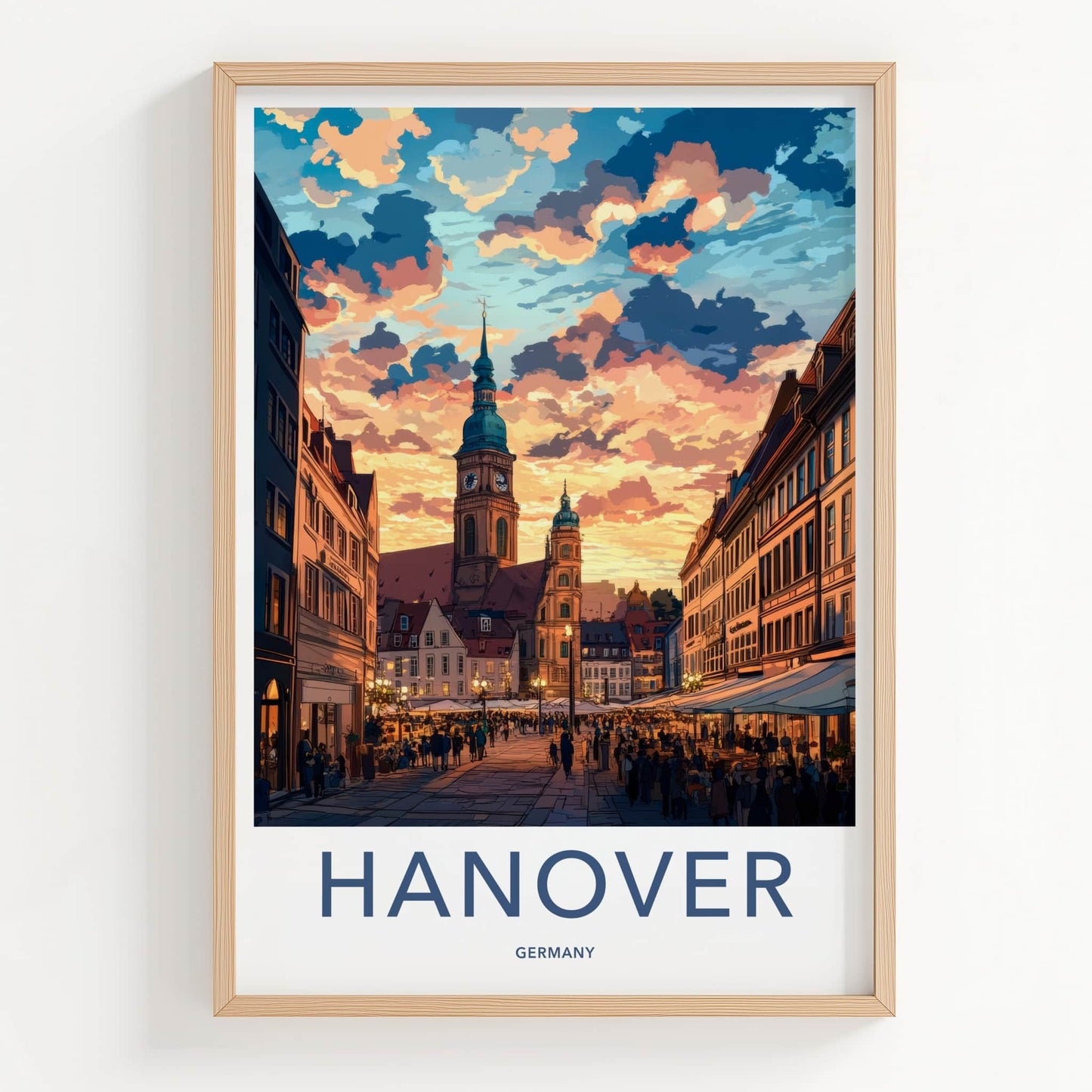 Hanover Poster - Germany Art Print - Vibrant Town Square Home Decor