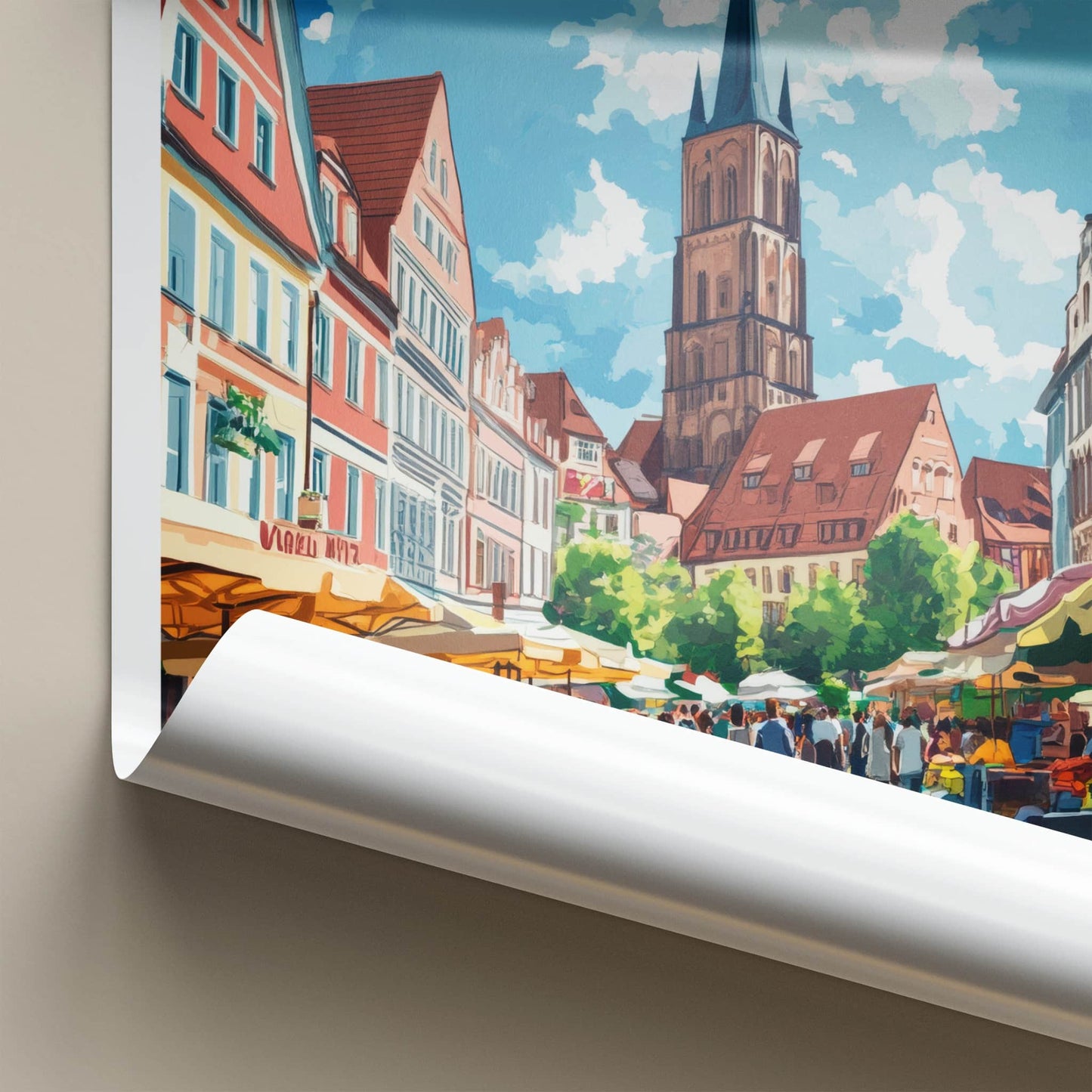 Hanover Poster - Germany Travel Art - Busy Market Street Home Decor