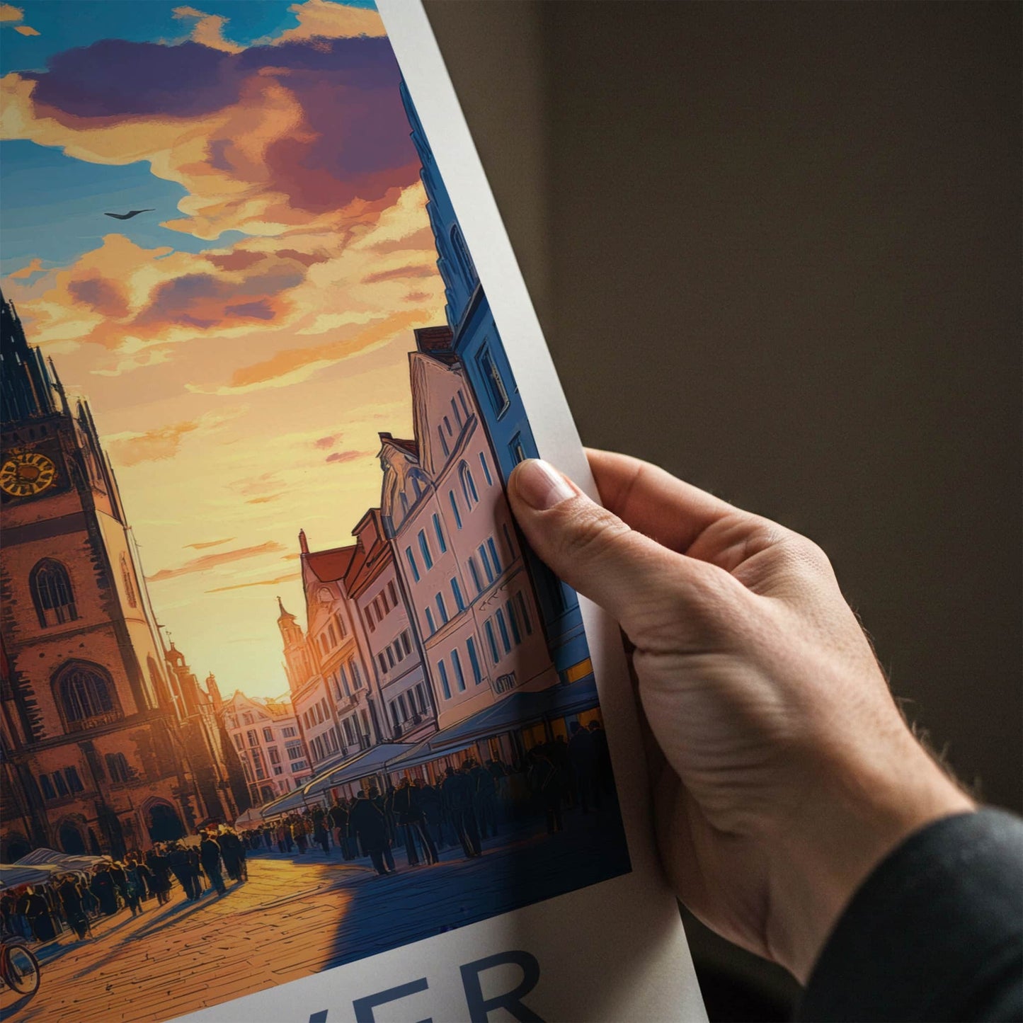 Hanover Poster - Germany Travel Art - Historic Tower Sunset Wall Decor