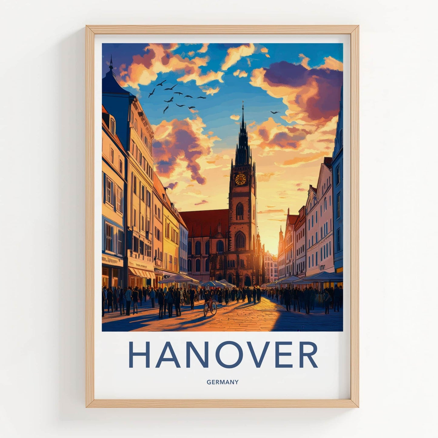 Hanover Poster - Germany Travel Art - Historic Tower Sunset Wall Decor