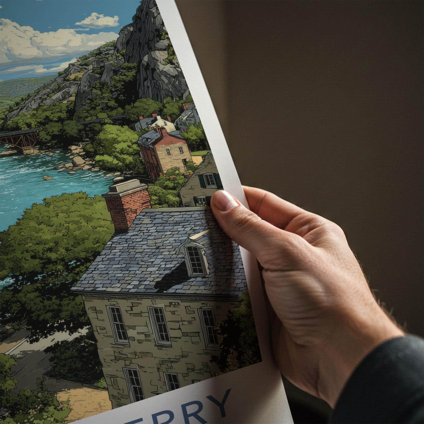 Harpers Ferry Poster - West Virginia Scenic Art - Historic River Town Wall Decor