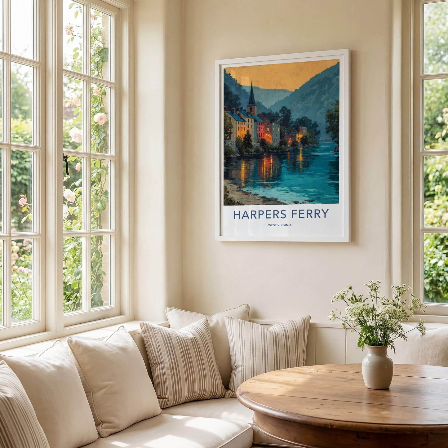 Harpers Ferry Poster - West Virginia Travel Art - Historic Town Reflects Wall Decor