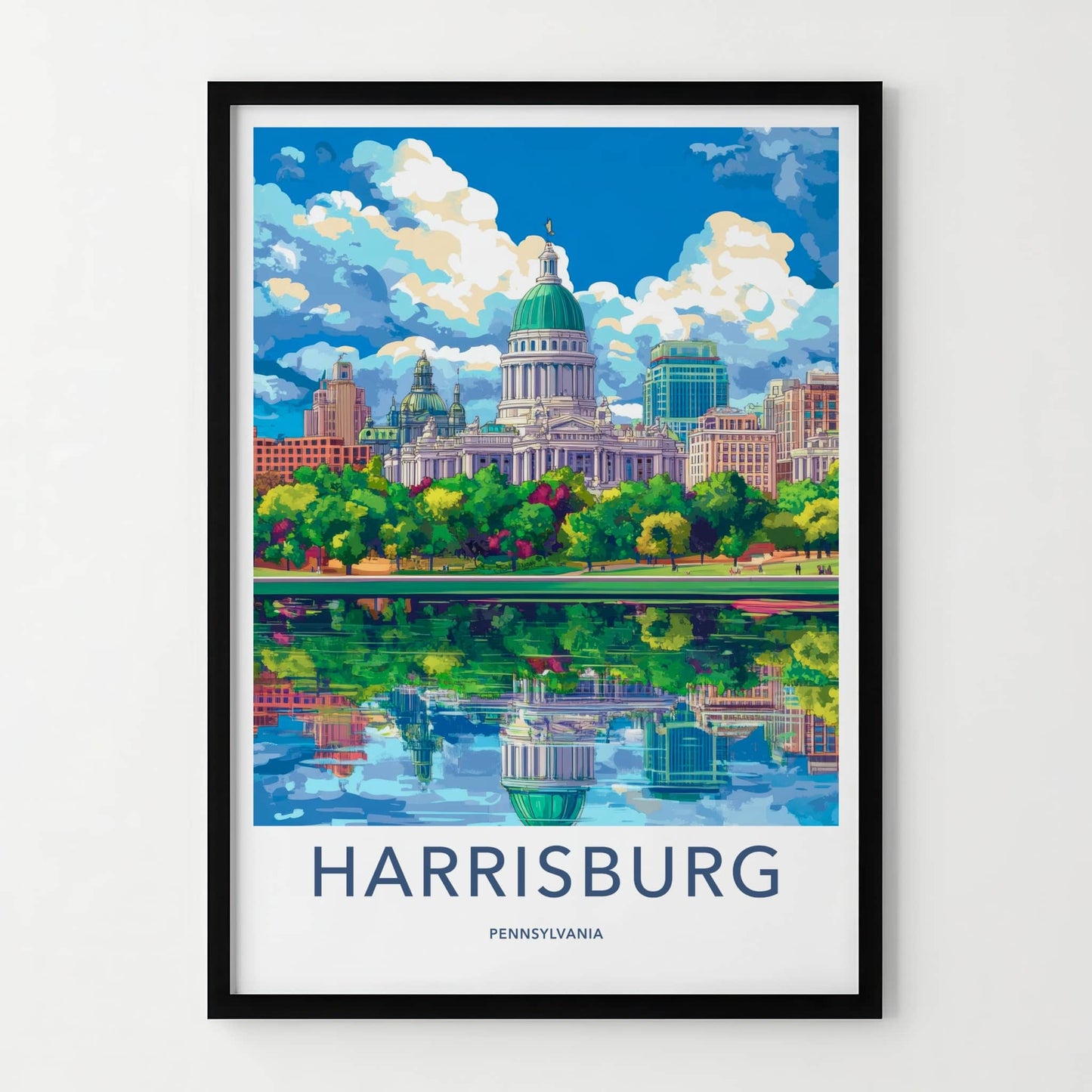 Harrisburg Poster - Pennsylvania Fine Art - Vibrant Riverside Capitol Gift