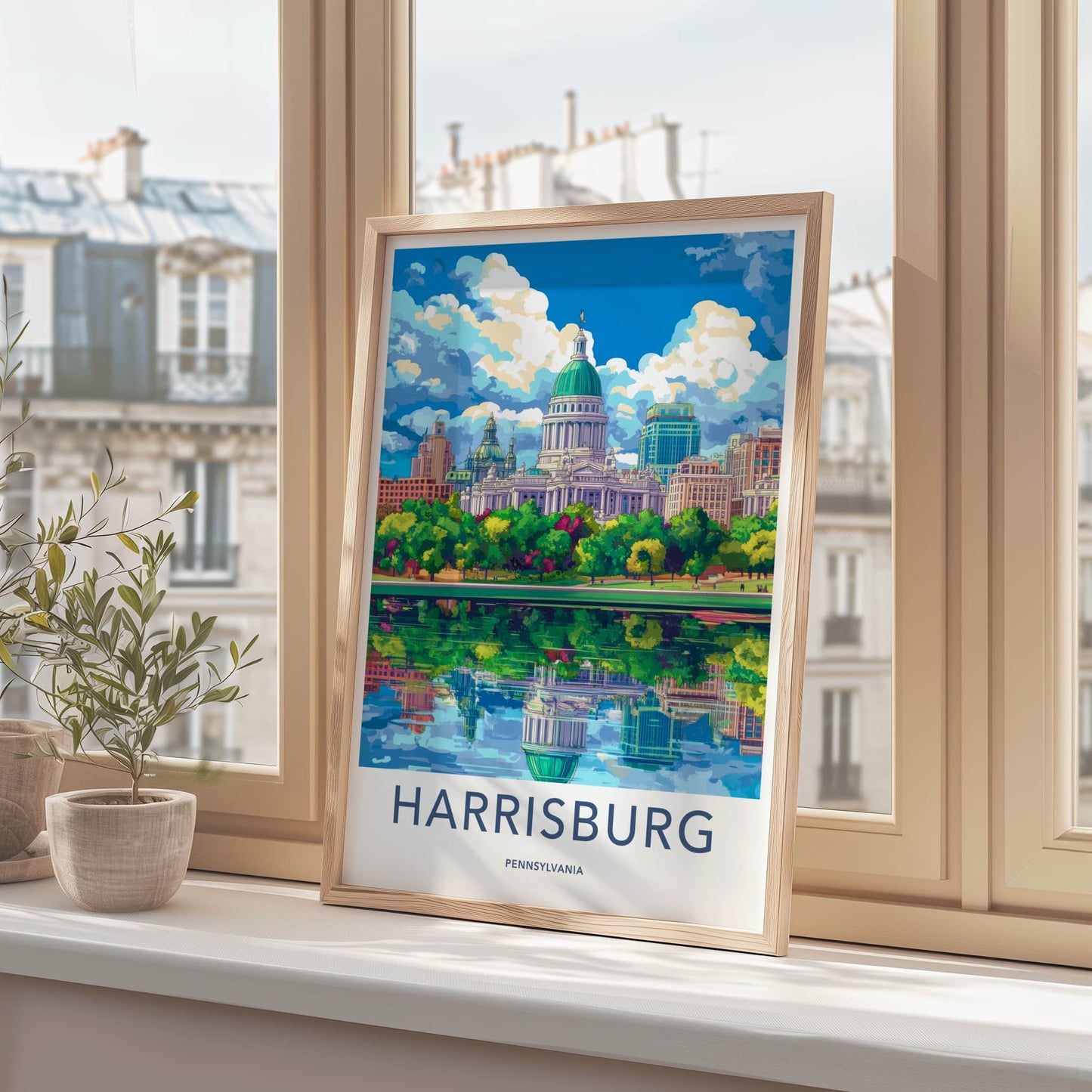 Harrisburg Poster - Pennsylvania Fine Art - Vibrant Riverside Capitol Gift