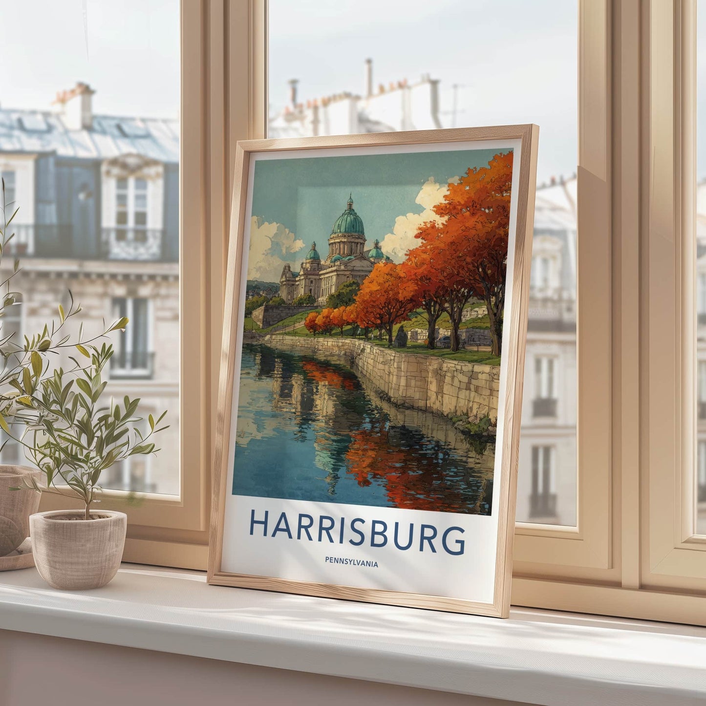 Harrisburg Poster - Pennsylvania Travel Art - Capitol Dome Autumn Home Decor