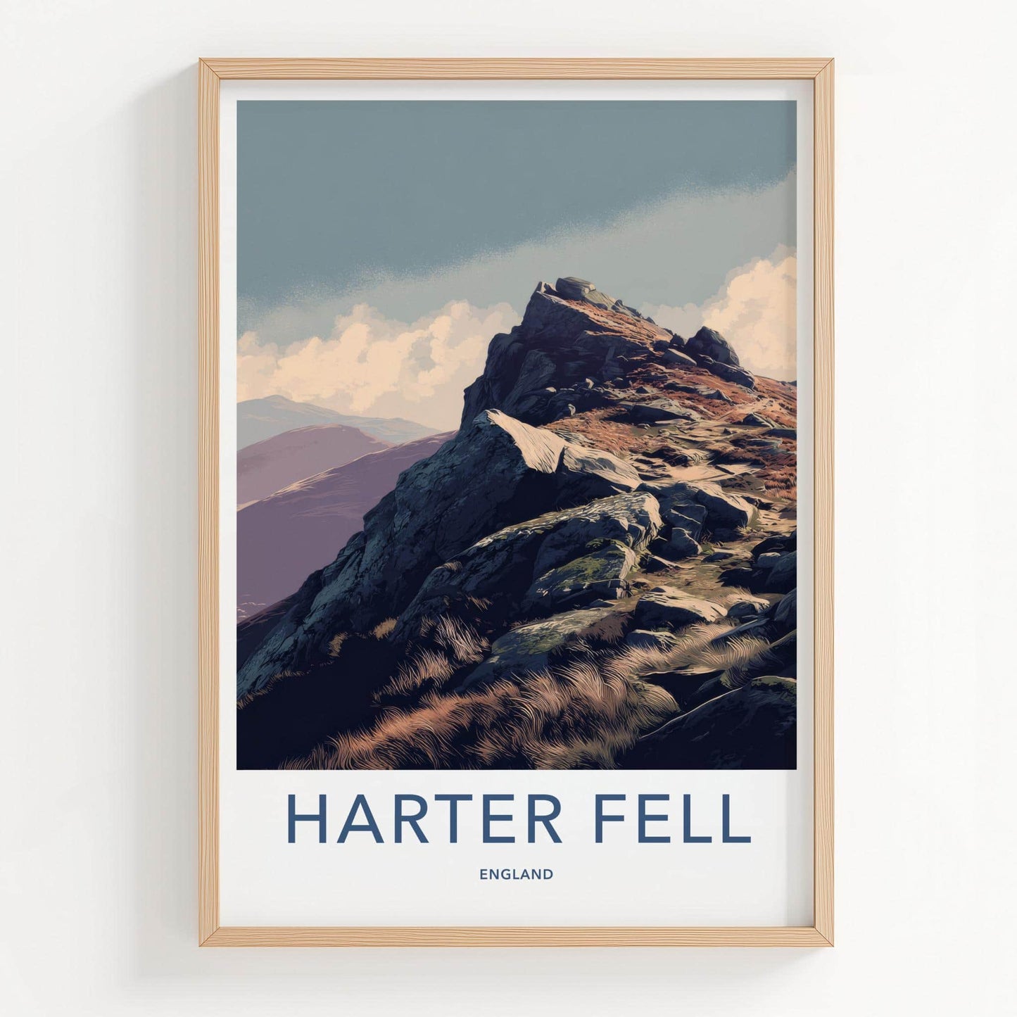Harter Fell Poster - England Travel Art - Rocky Mountain Peak Wall Decor