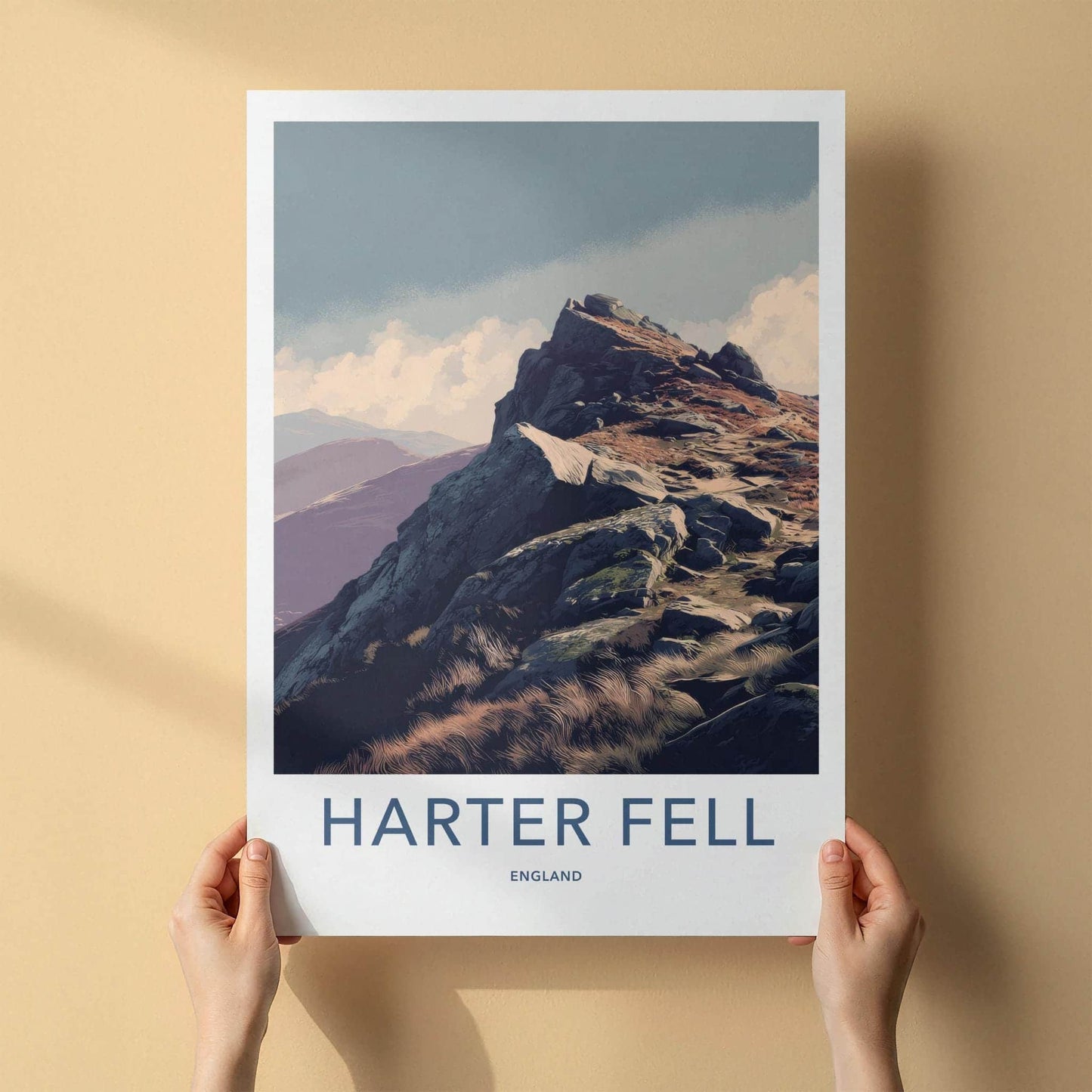 Harter Fell Poster - England Travel Art - Rocky Mountain Peak Wall Decor