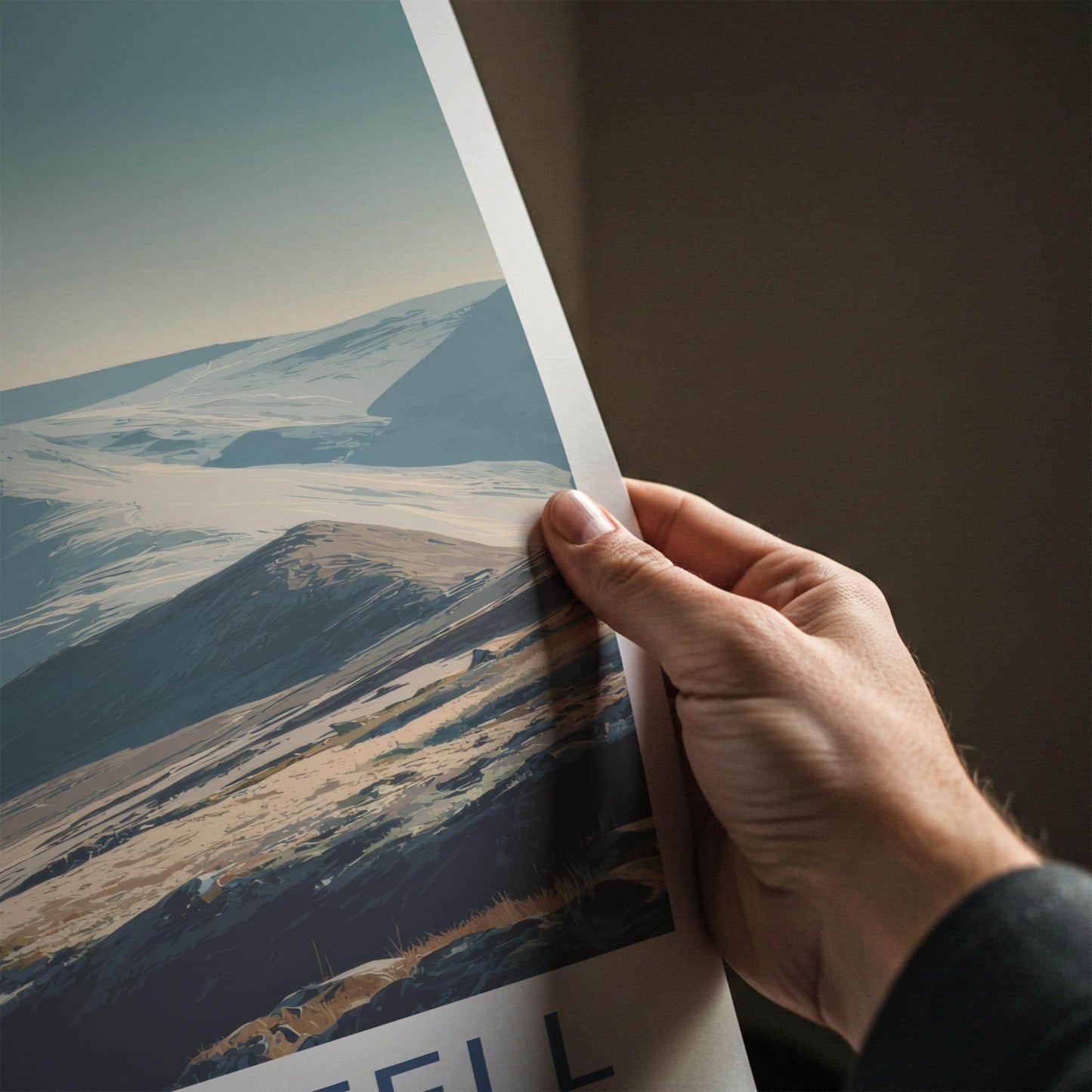 Harter Fell Poster - England Travel Art - Winter Mountain Landscape Home Decor