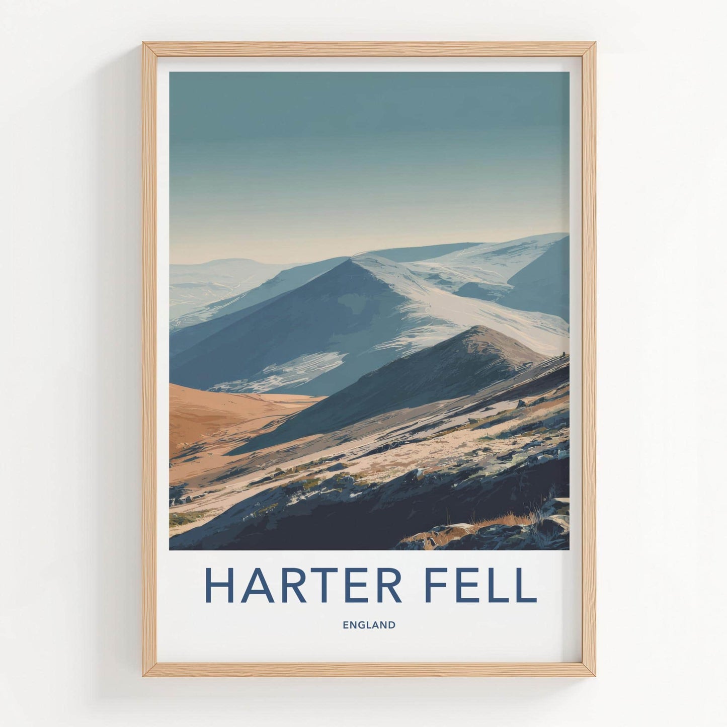 Harter Fell Poster - England Travel Art - Winter Mountain Landscape Home Decor