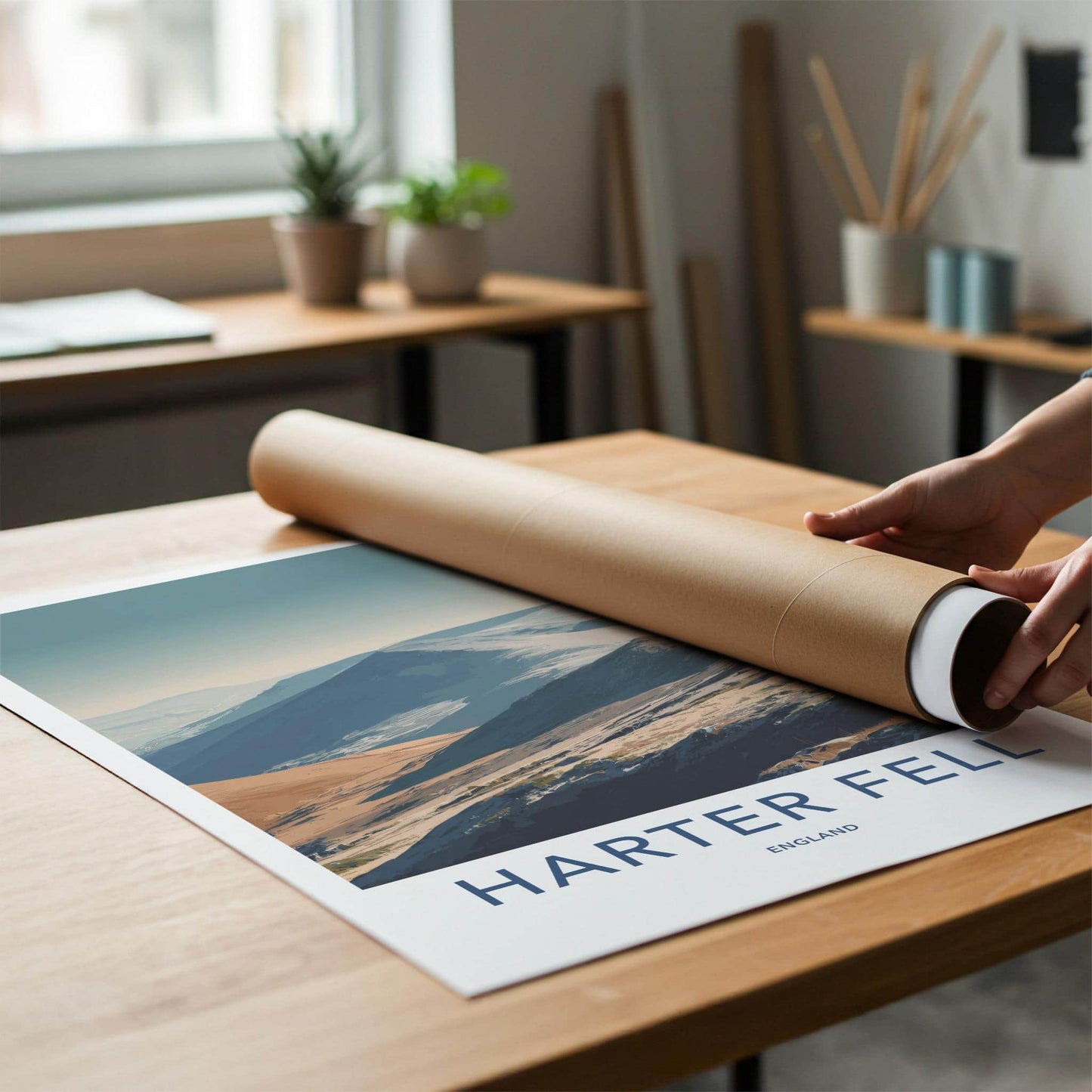 Harter Fell Poster - England Travel Art - Winter Mountain Landscape Home Decor