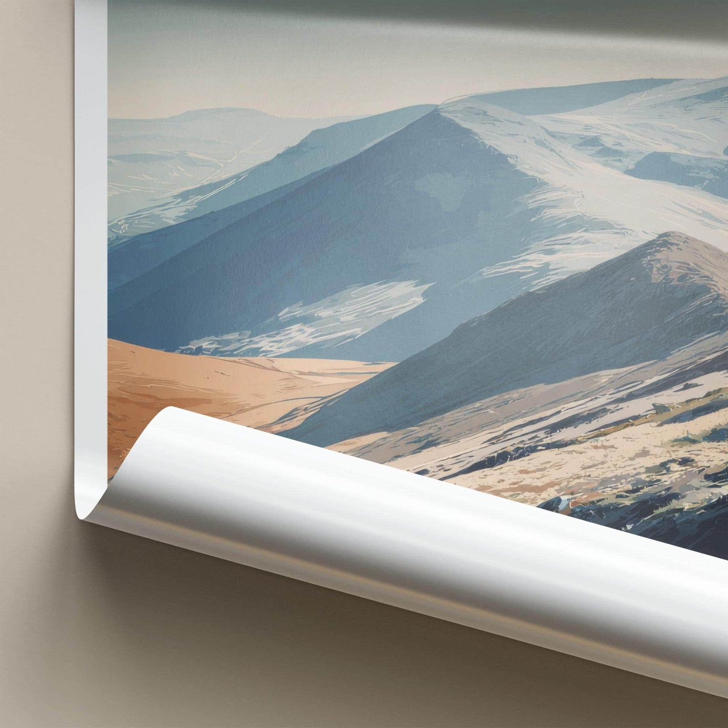 Harter Fell Poster - England Travel Art - Winter Mountain Landscape Home Decor