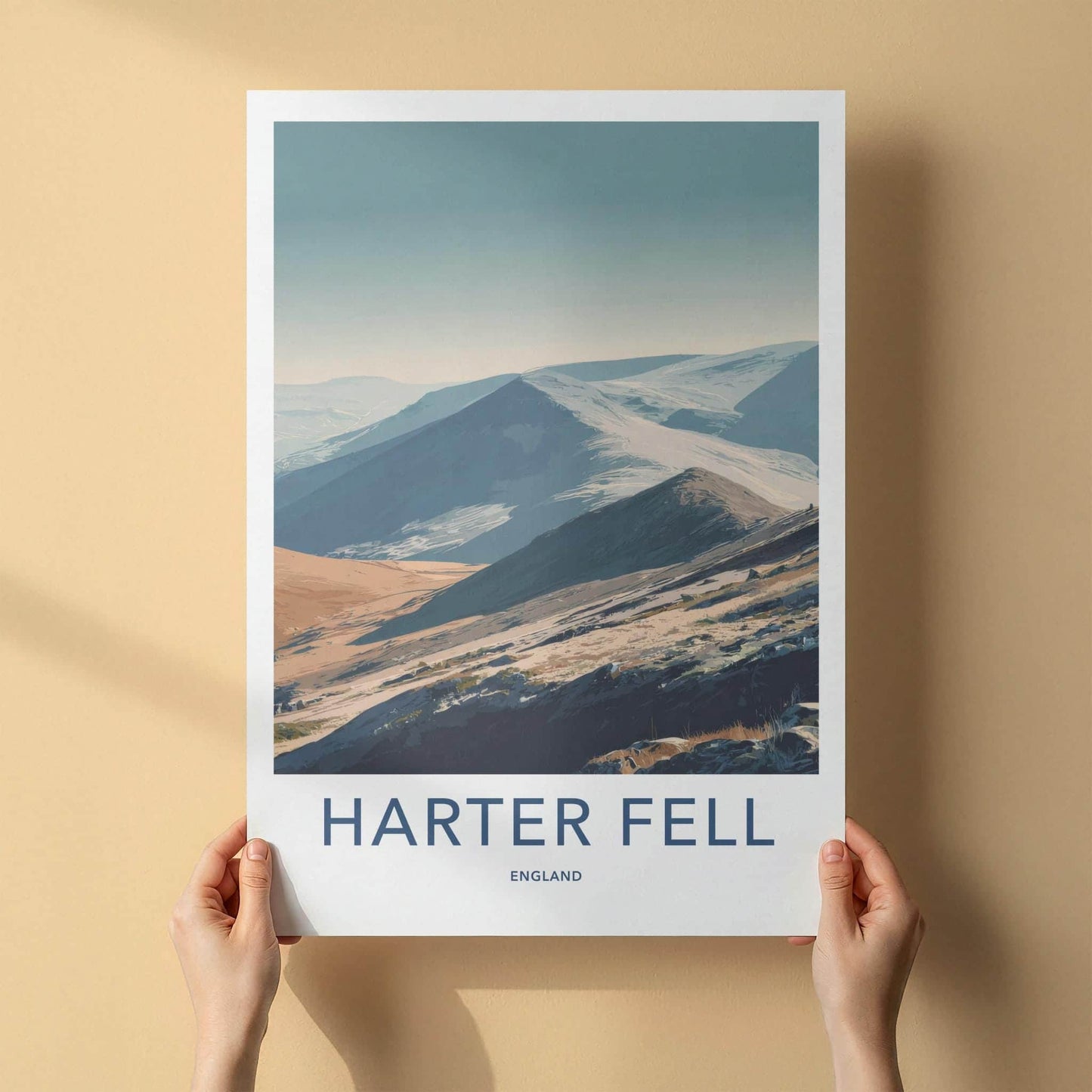 Harter Fell Poster - England Travel Art - Winter Mountain Landscape Home Decor