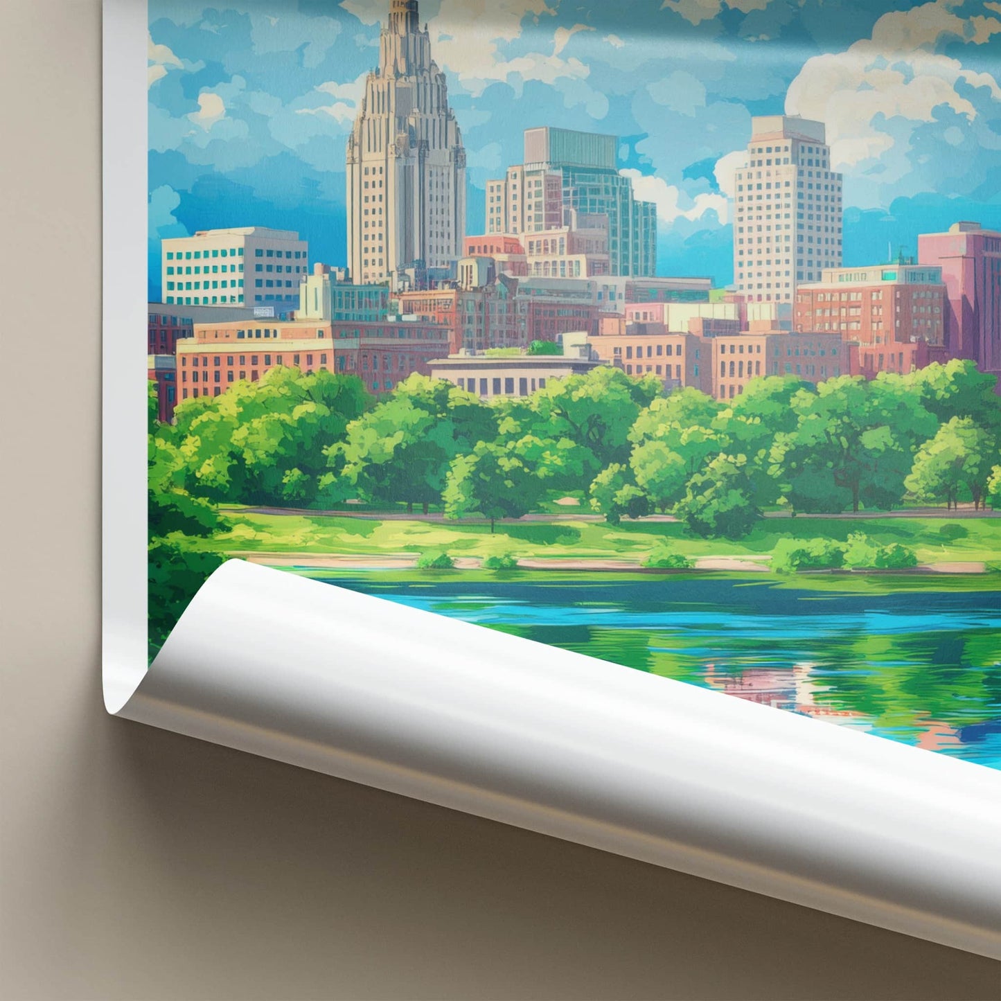 Hartford Poster - Connecticut Travel Art - Riverfront City View Home Decor