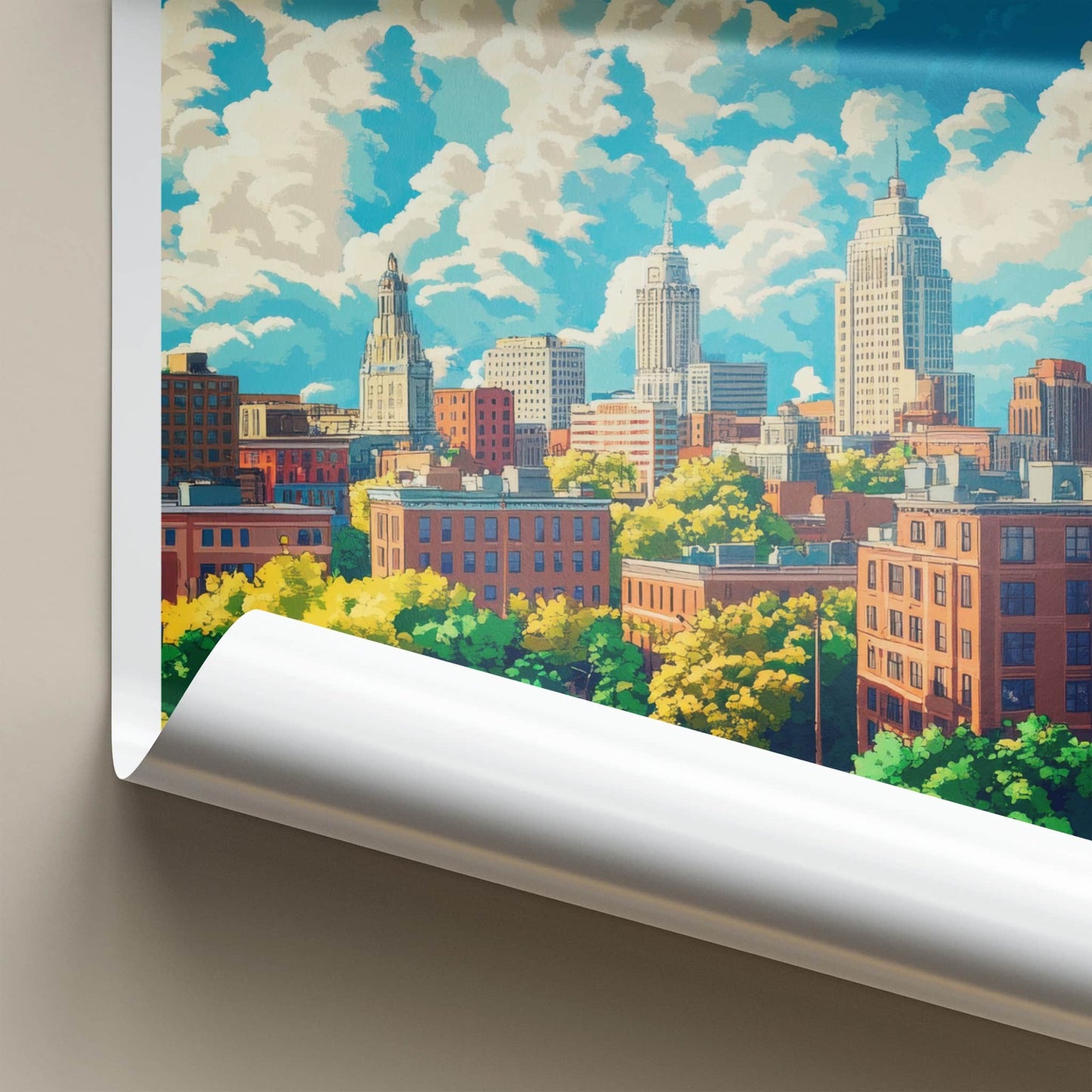 Hartford Poster - Connecticut Wall Art - Cloudy Urban Vista Home Decor