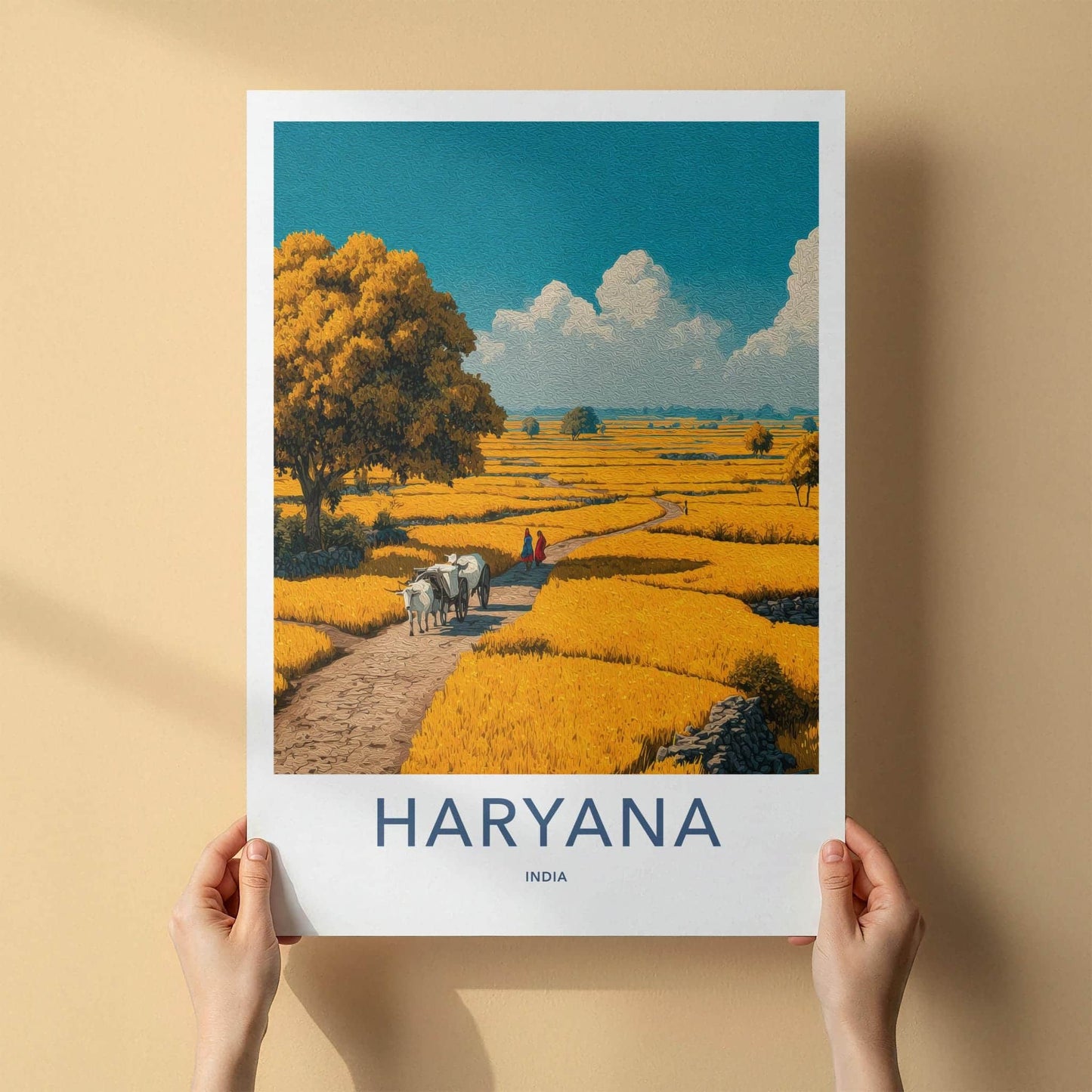 Haryana Poster - India Travel Art - Haryana Golden Field Scene Home Decor