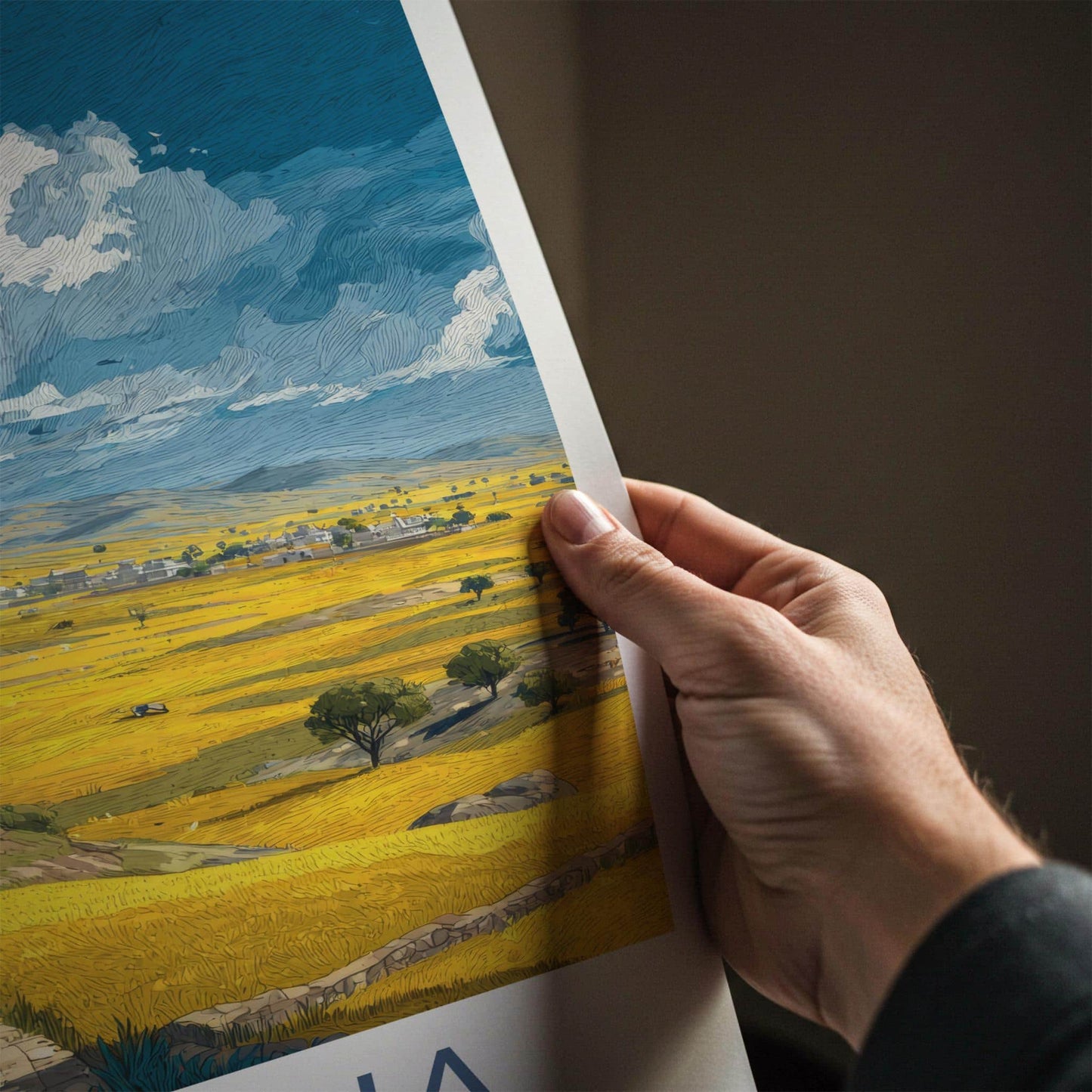 Haryana Poster - India Travel Art - Haryana Golden Fields Path Home Decor