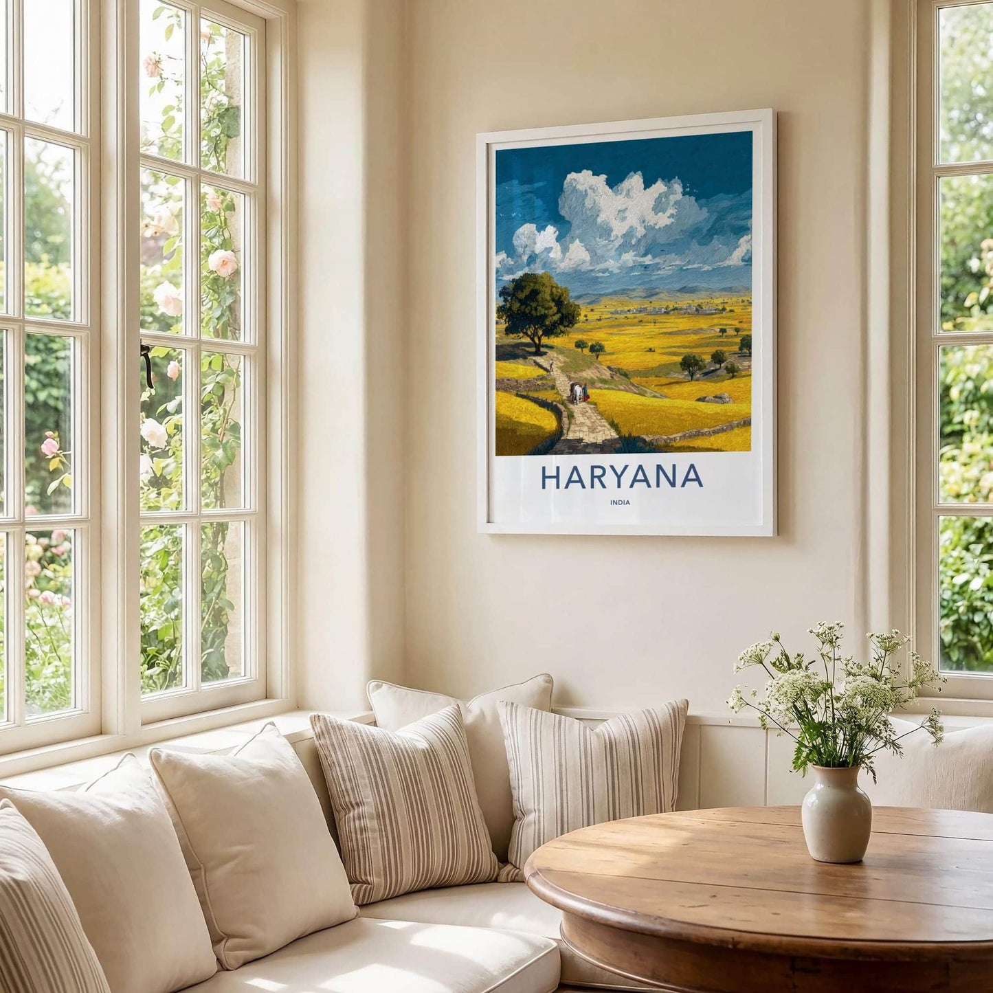Haryana Poster - India Travel Art - Haryana Golden Fields Path Home Decor